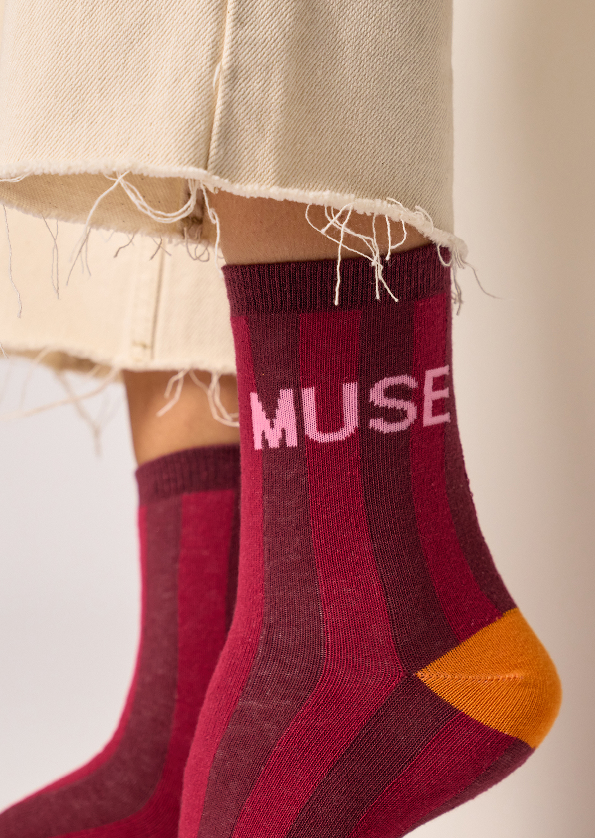 Chaussettes en coton peigné rayées BILLYBELT Rouge