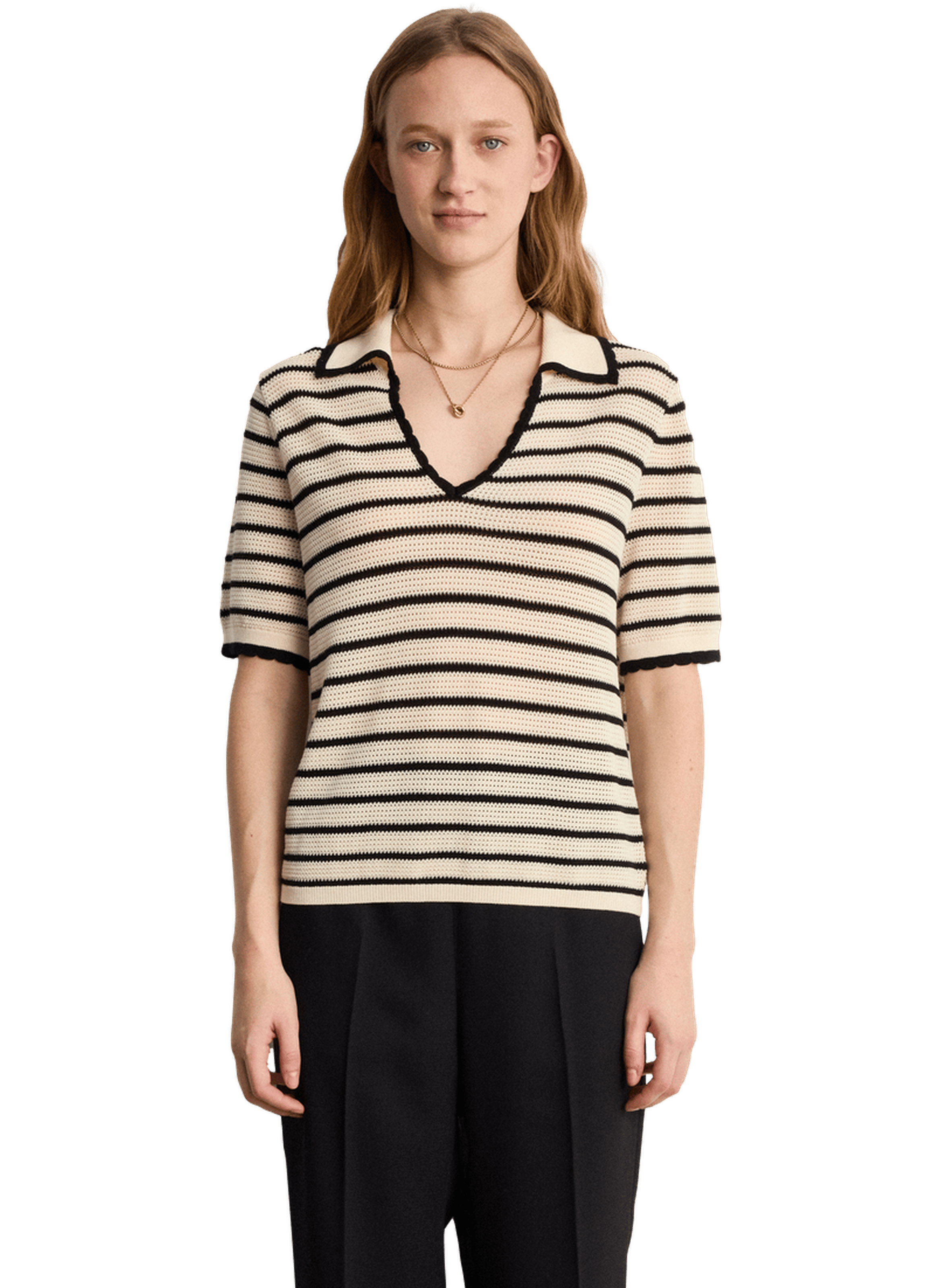 Polo rayé en crochet- lory PABLO Beige