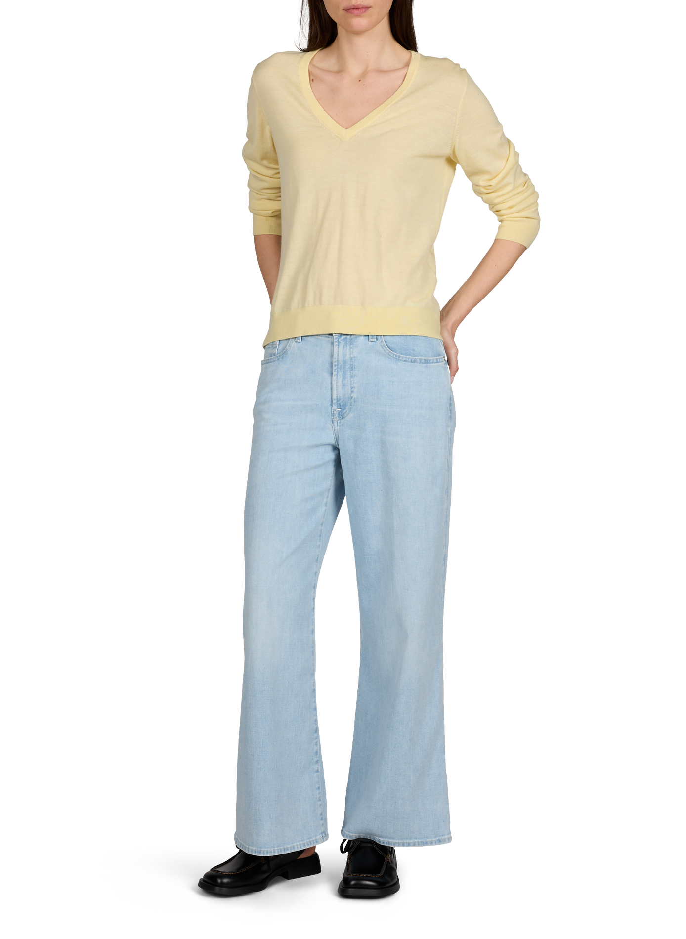 Pull droit Aria en laine mérinos AU PRINTEMPS PARIS Jaune