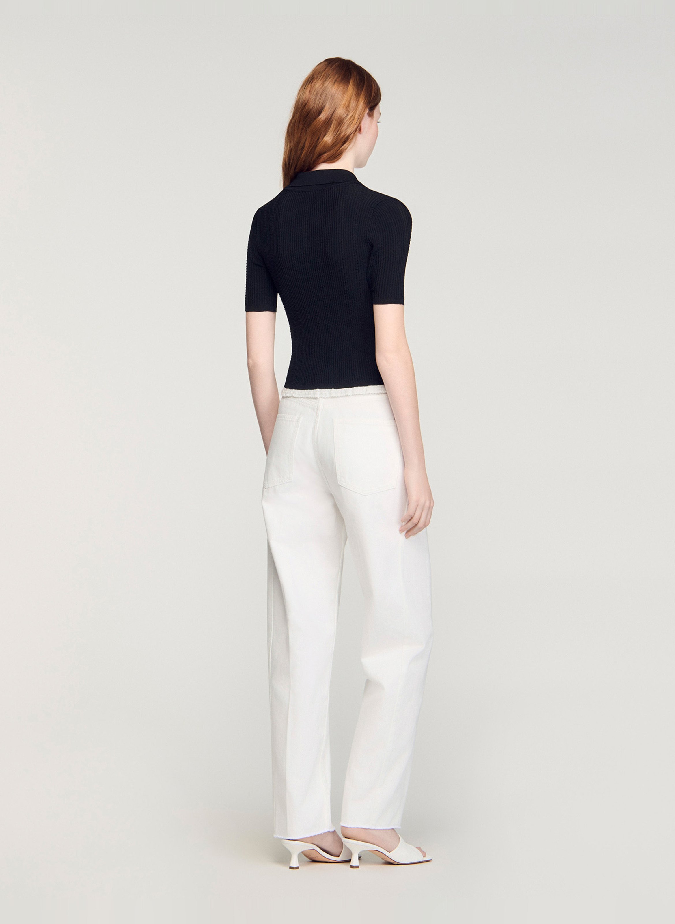 Top col polo SANDRO Noir