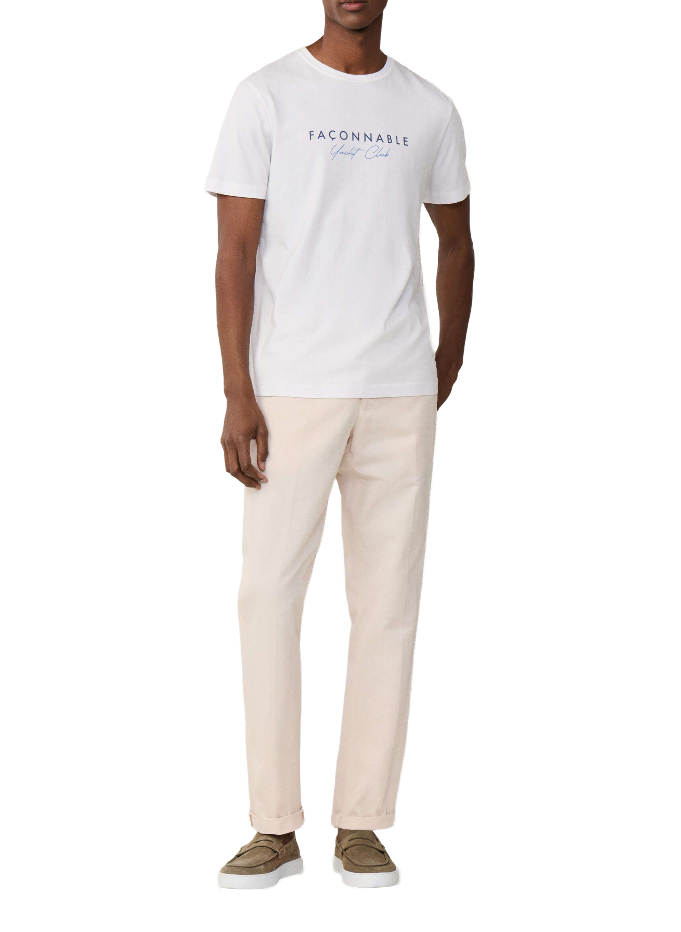 Round neck cotton brand t-shirt FACONNABLE White