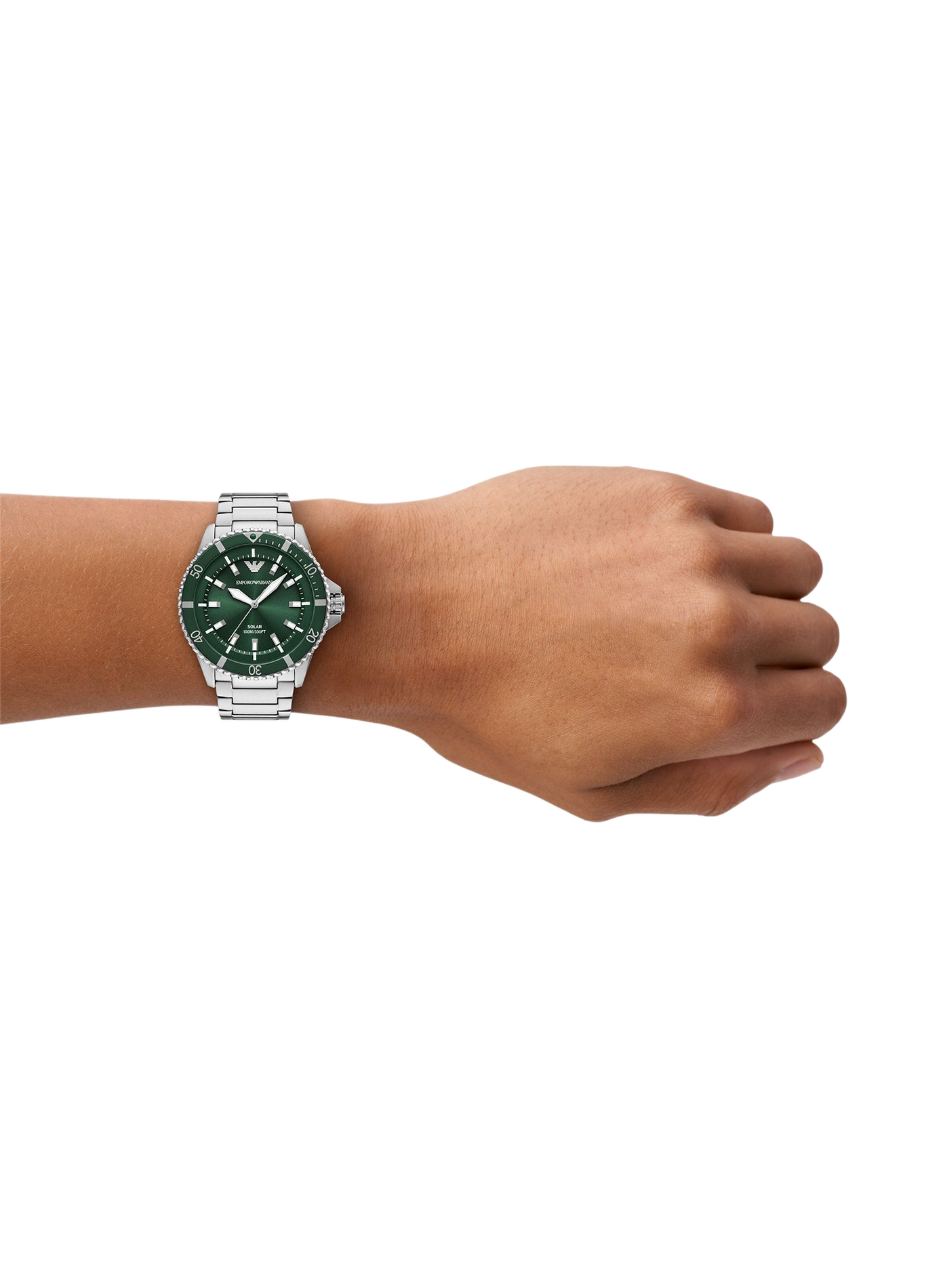Montre quartz World Explorer en acier inoxydable ARMANI MONTRES Vert