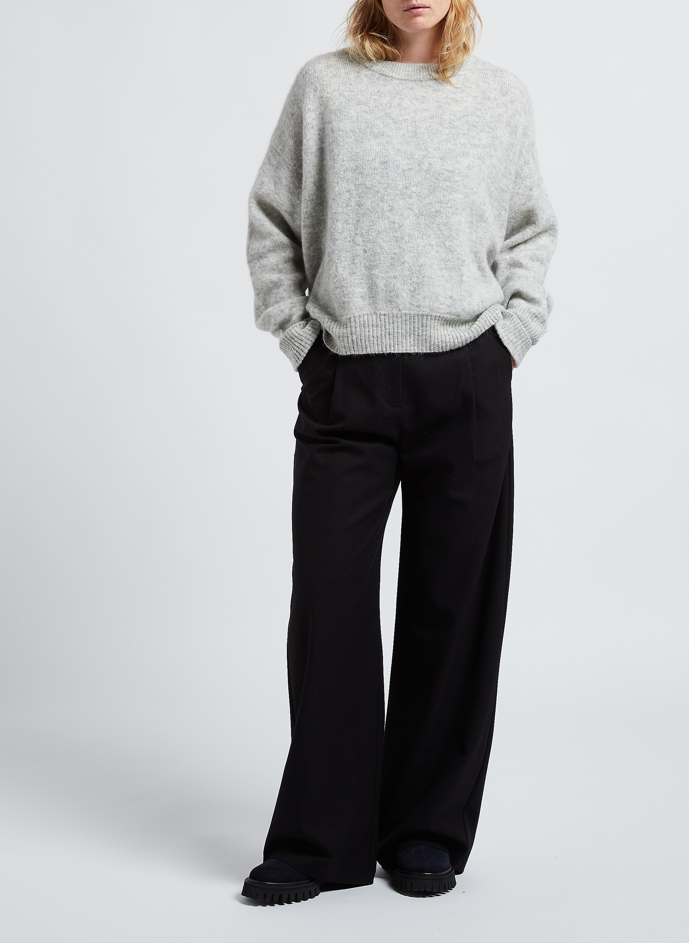 Pull ample col rond en laine mélangée vitow AMERICAN VINTAGE Gris