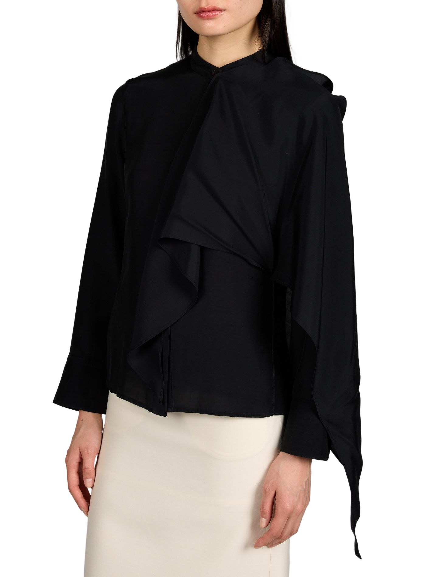 Blouse droite unie avec cape SANDBEIGE Noir