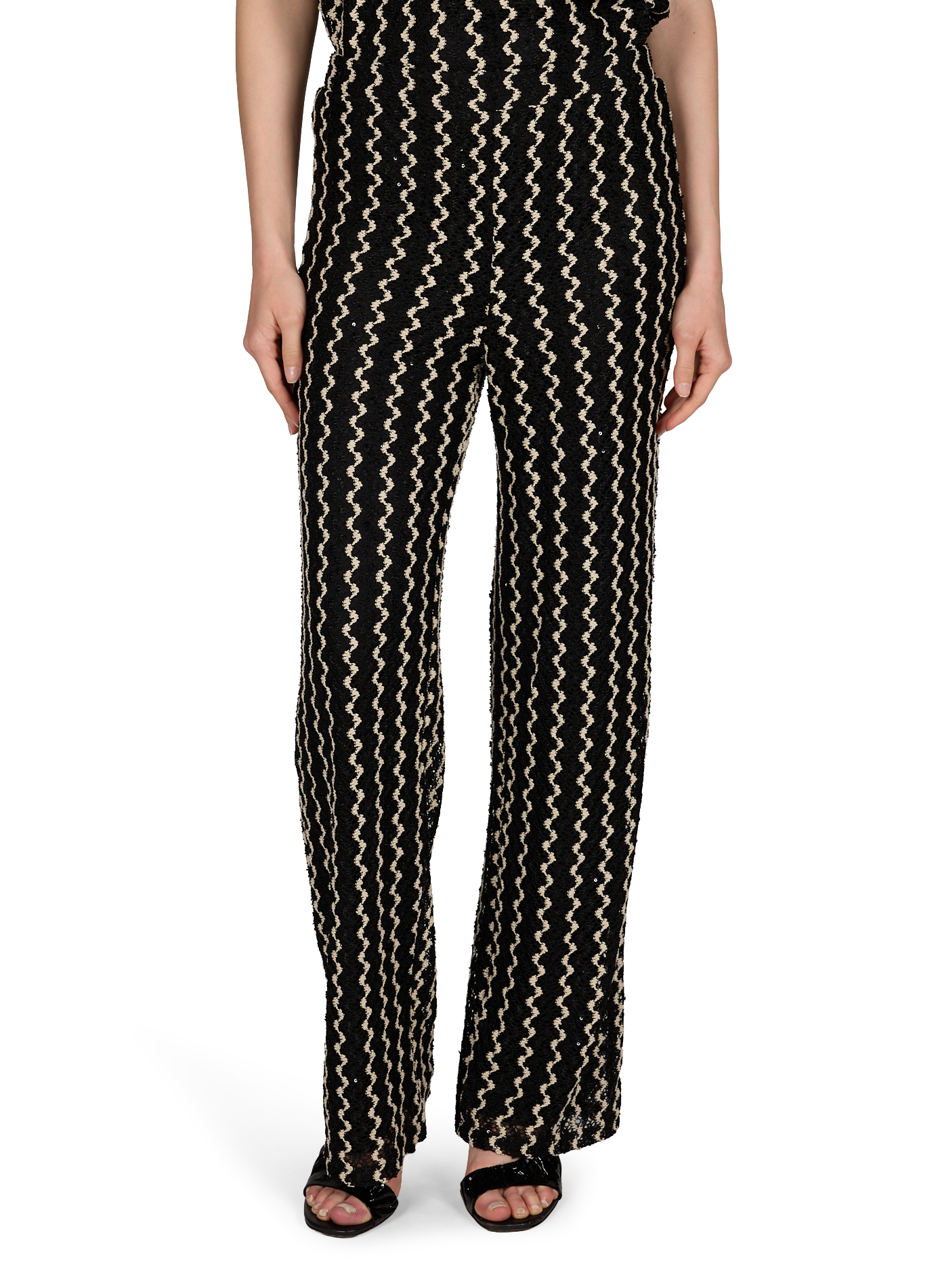 Straight striped lace pants VILA Black