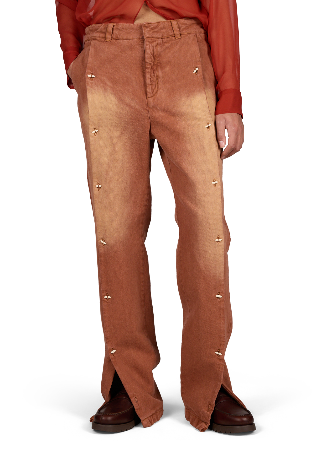 Buttoned-leg cotton jeans CAMPILLO Brown