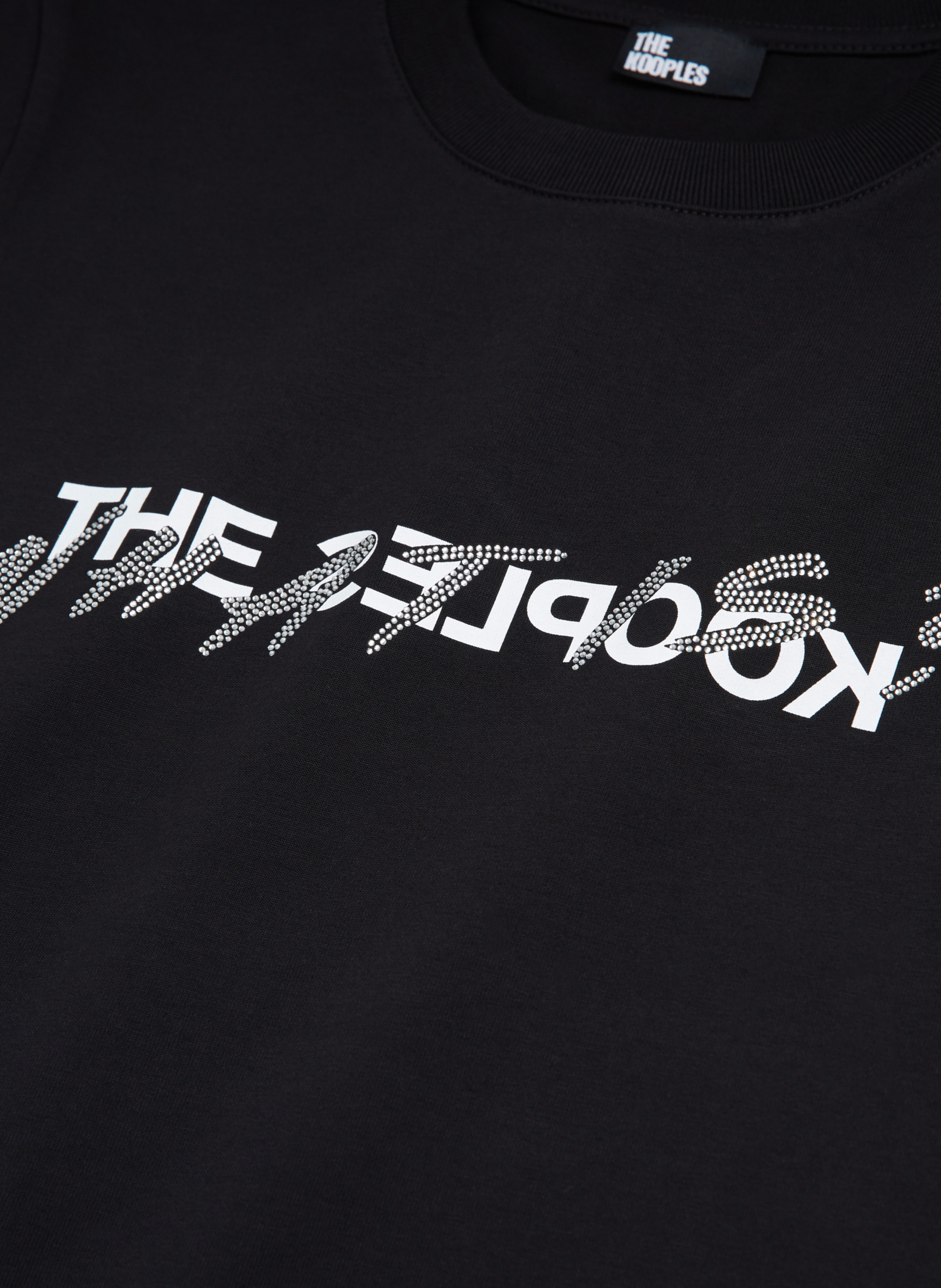 T-shirt en coton what is avec strass THE KOOPLES Noir