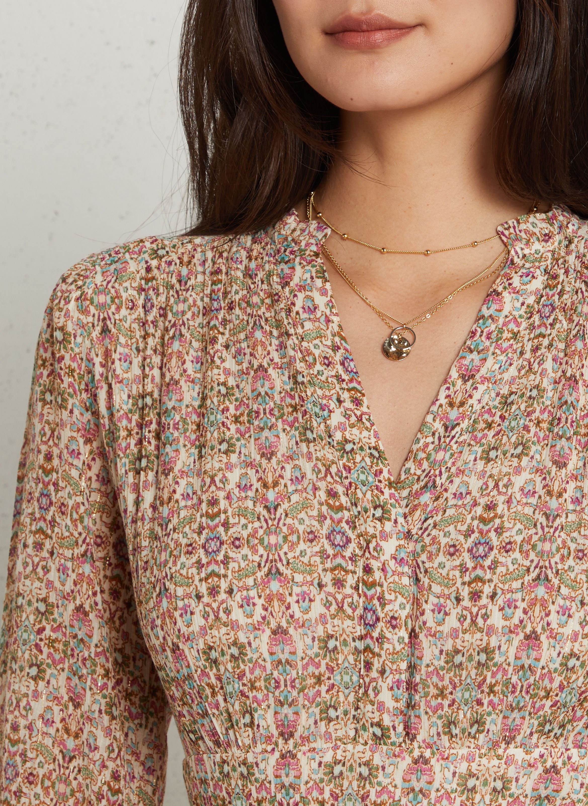 Robe midi imprimée rania MAISON 123 Beige
