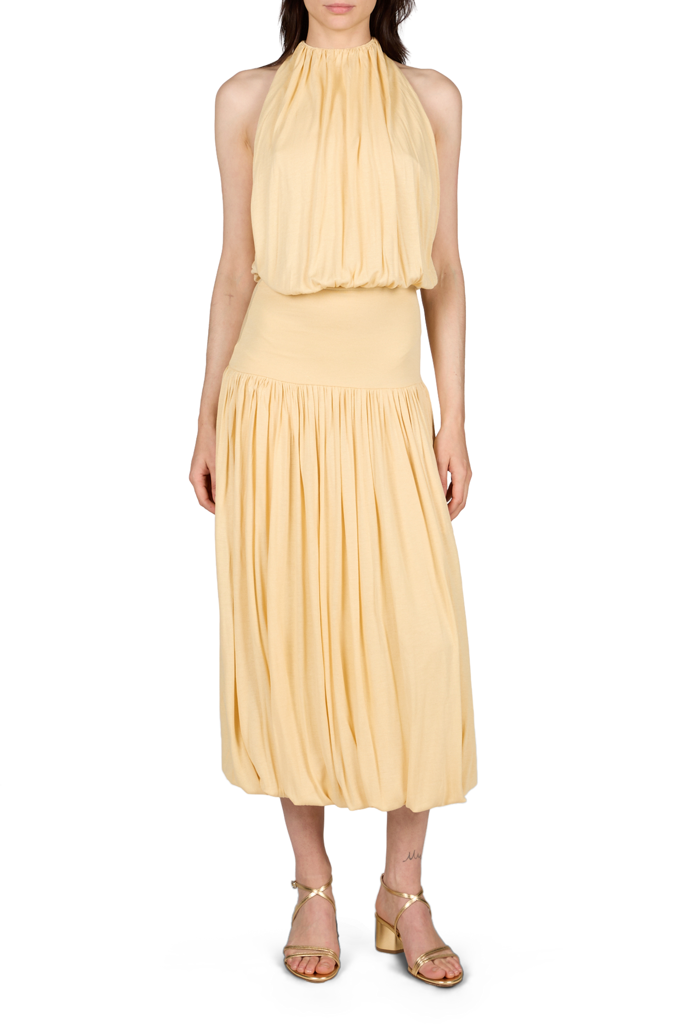 Sleeveless ruched dress TOTEME Yellow