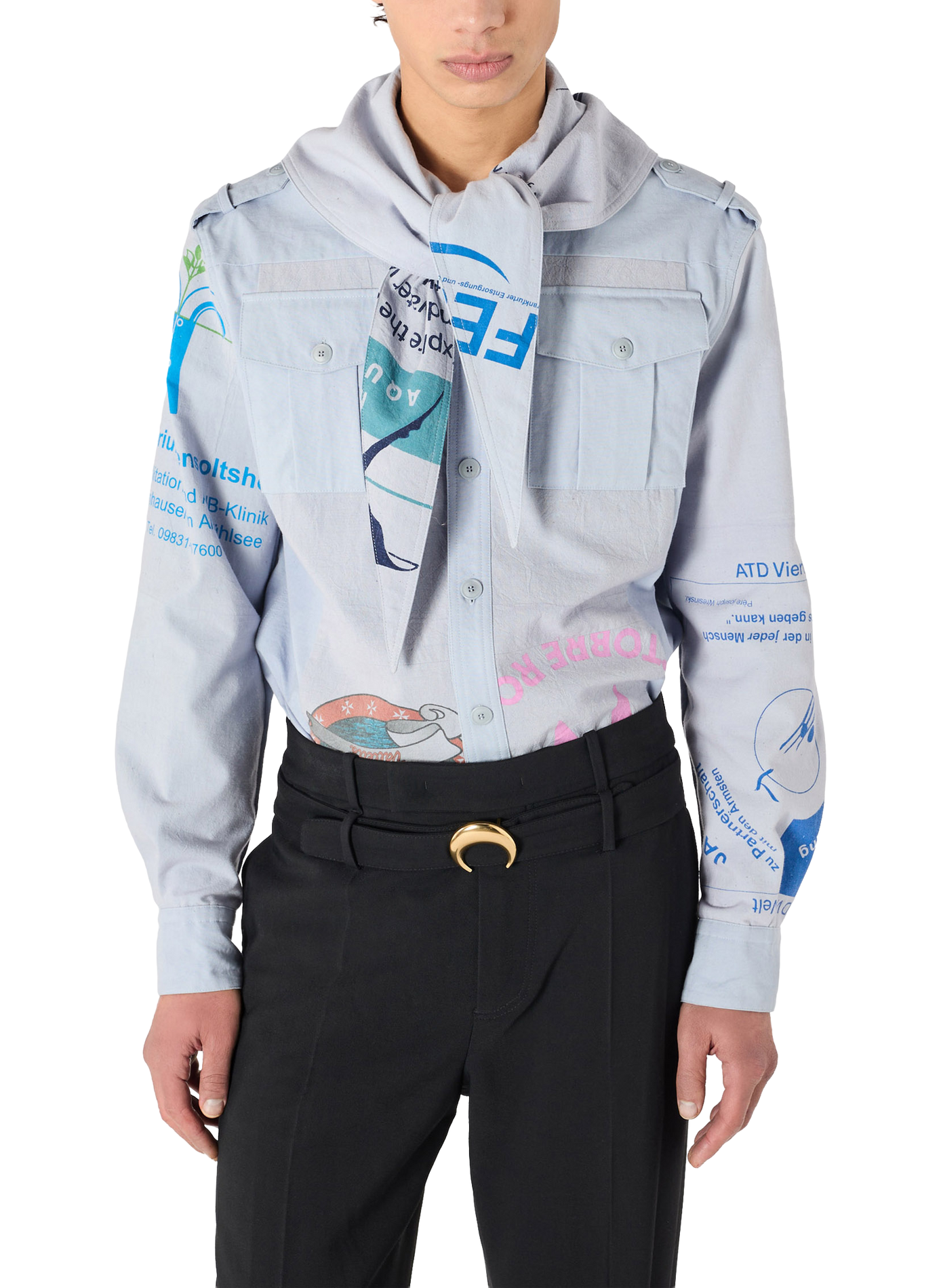 Chemise manches longues upcyclée à partir de tote bags scout | Vert MARINE SERRE Homme