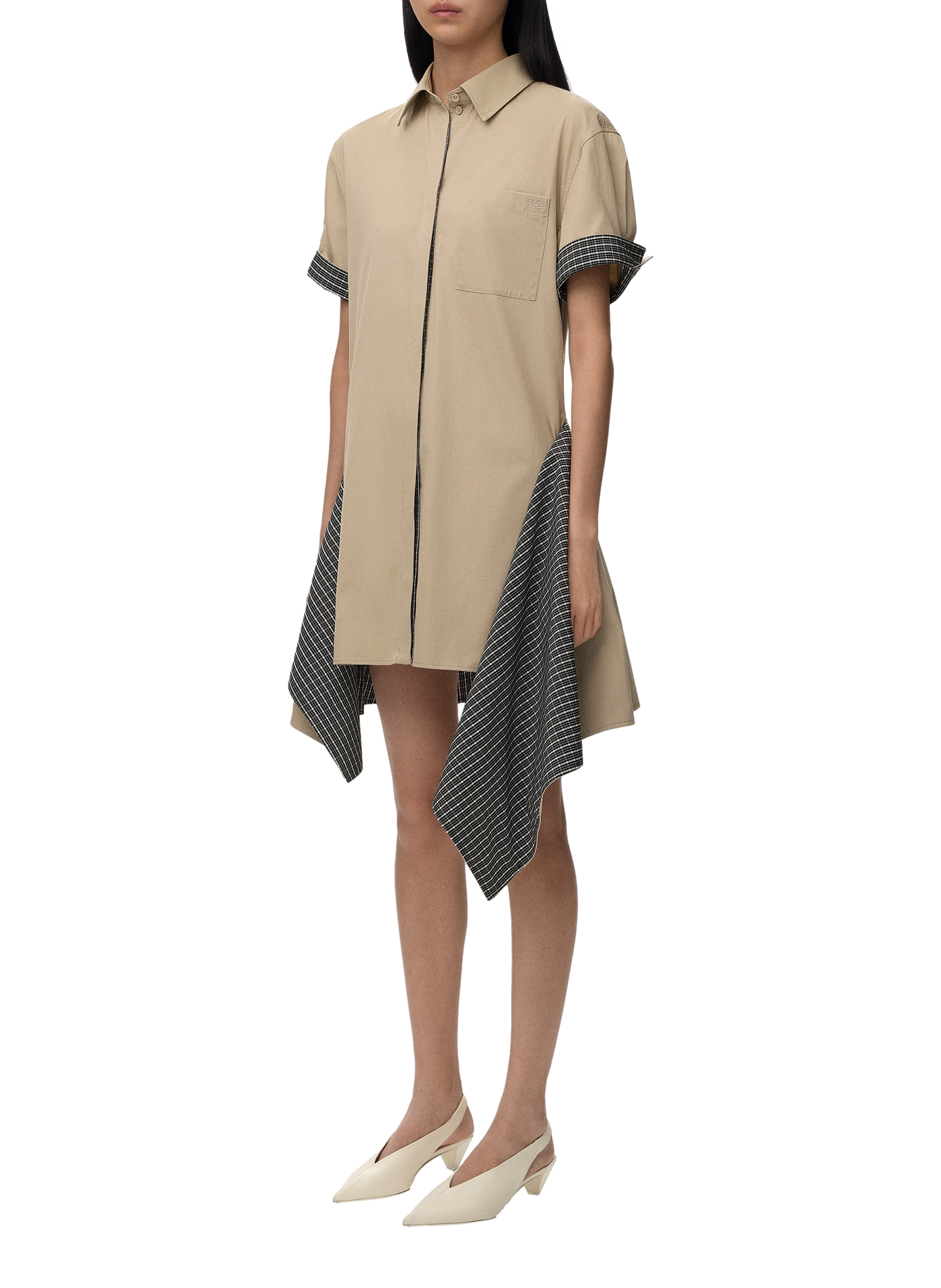 Short wrap dress in cotton and silk LOEWE Beige