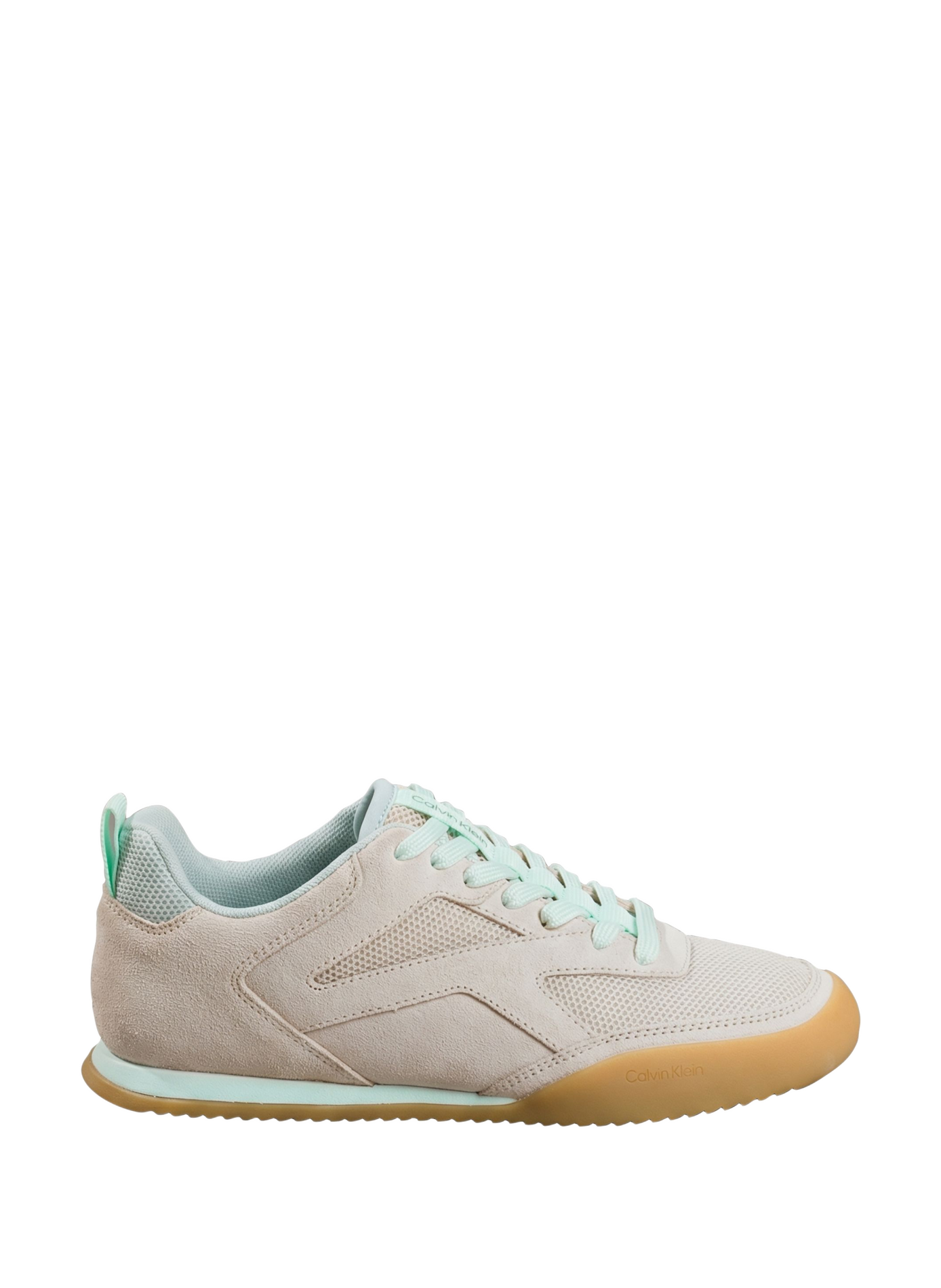 Lage sneakers met mesh inzetstukken van leer CALVIN KLEIN Beige