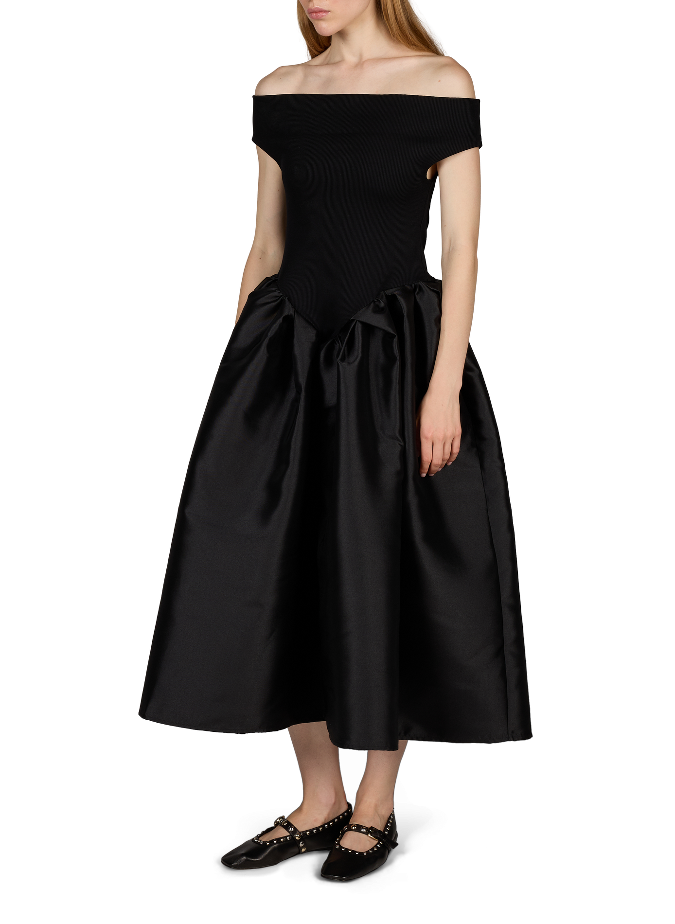 Ausgestelltes langes Kleid aus Baumwollmischung MARQUES ALMEIDA Schwarz