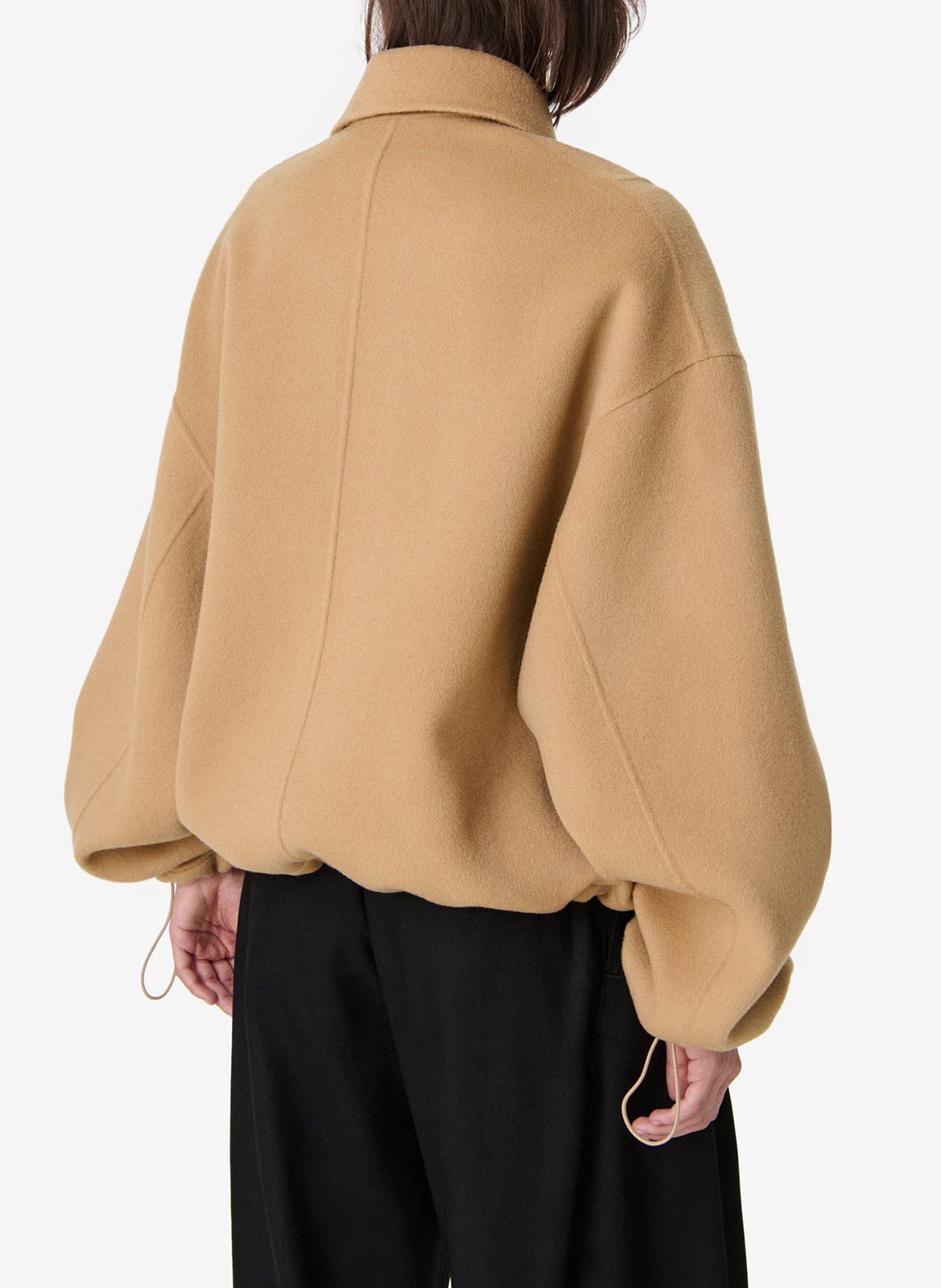 Uniële geribbelde wollen jas met rits IRO Beige