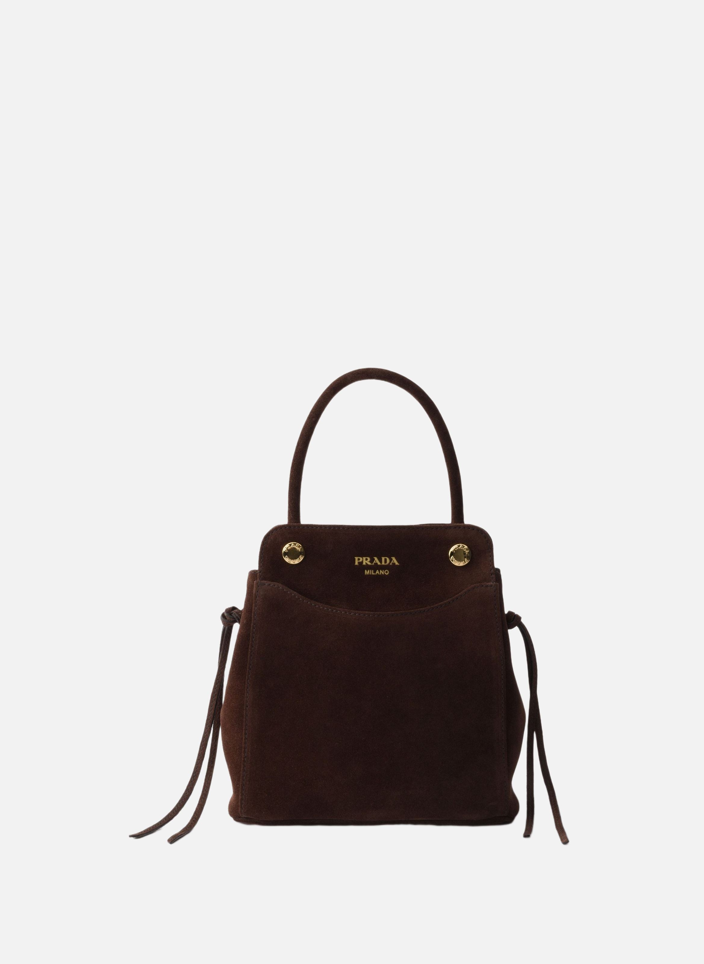 Mini sac prada carry en daim PRADA Marron