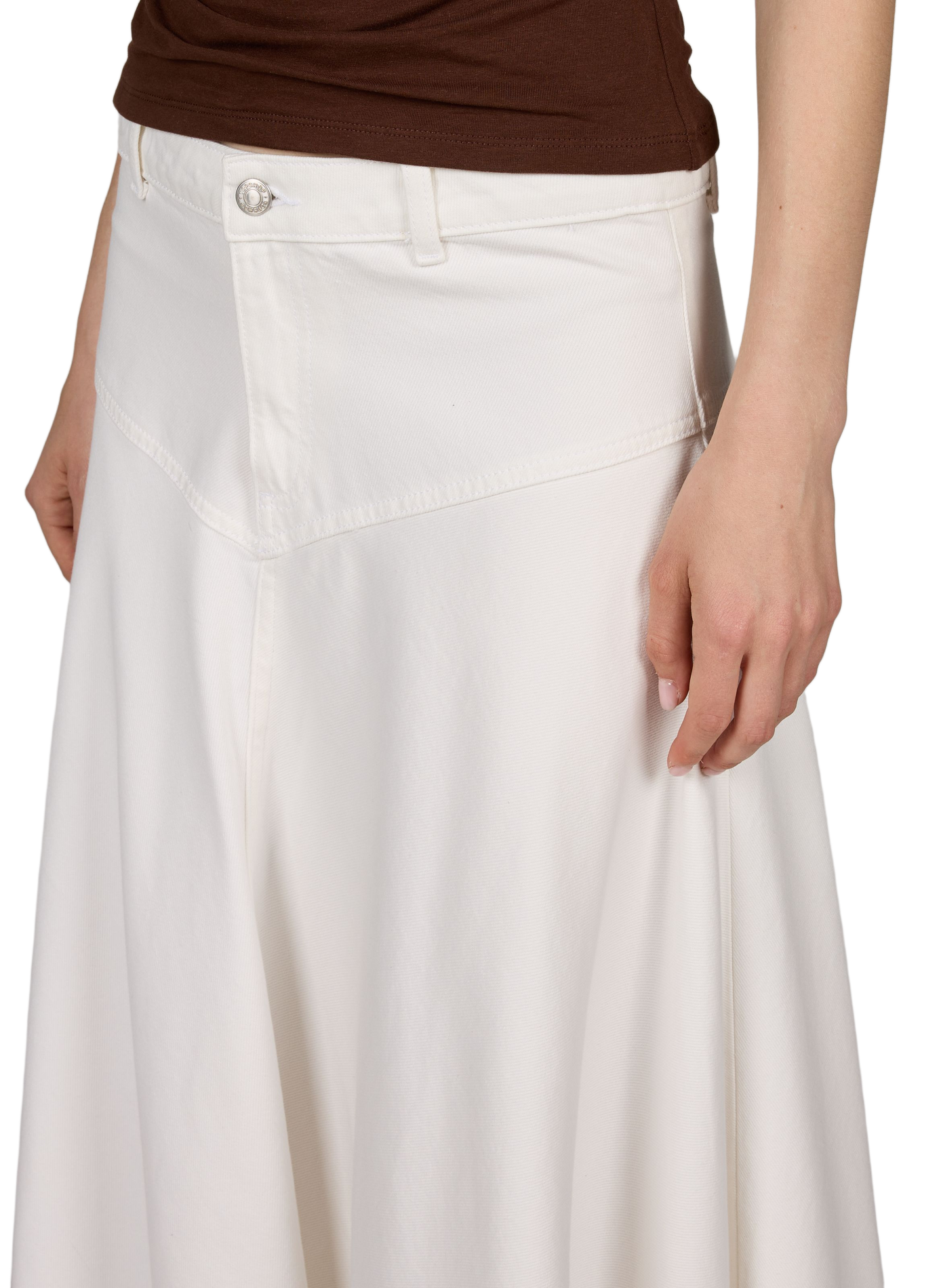 Jupe évasée en denim de coton mélangé TOPSHOP Blanc