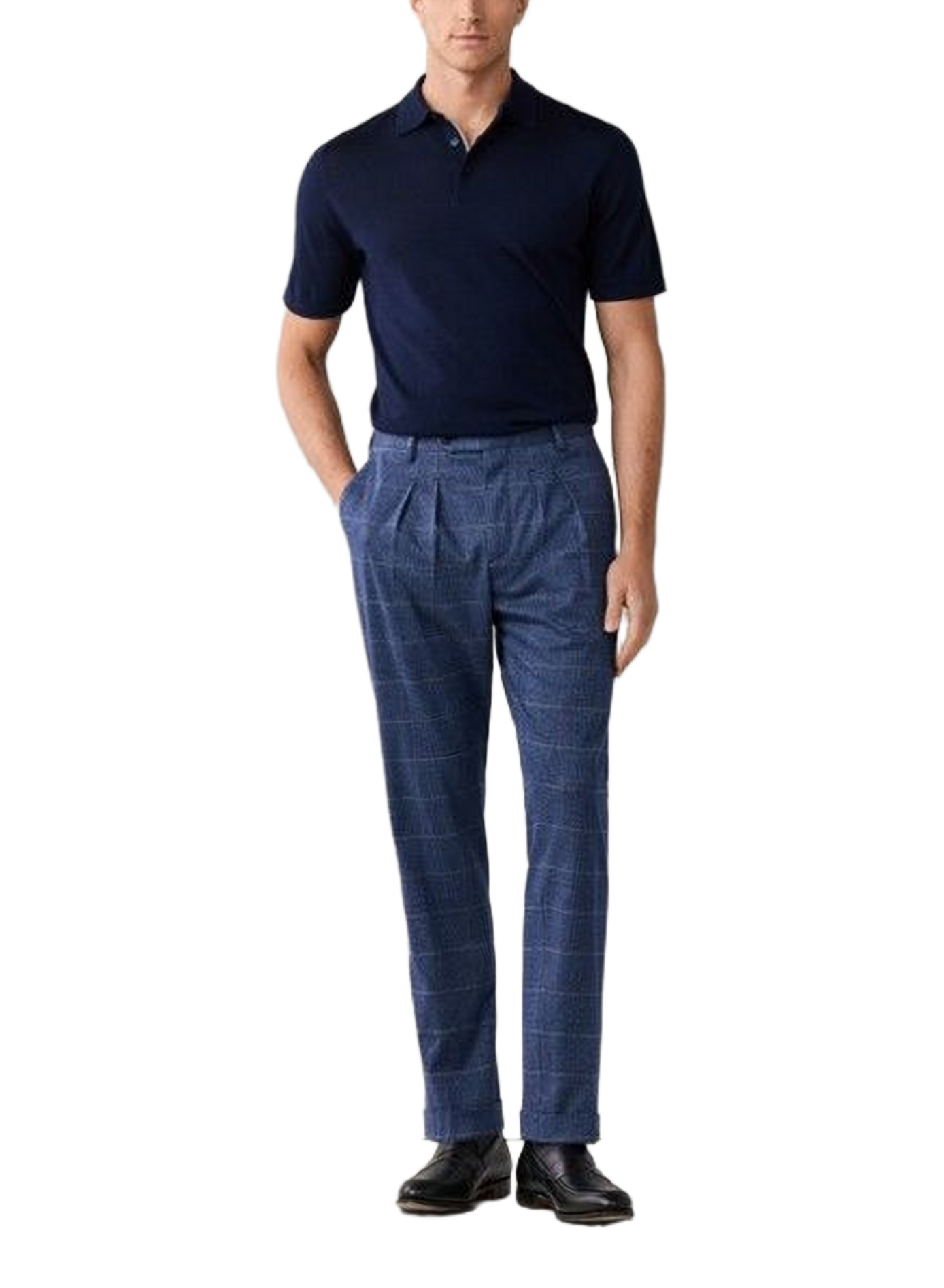 Polo droit en laine et soie HACKETT Bleu