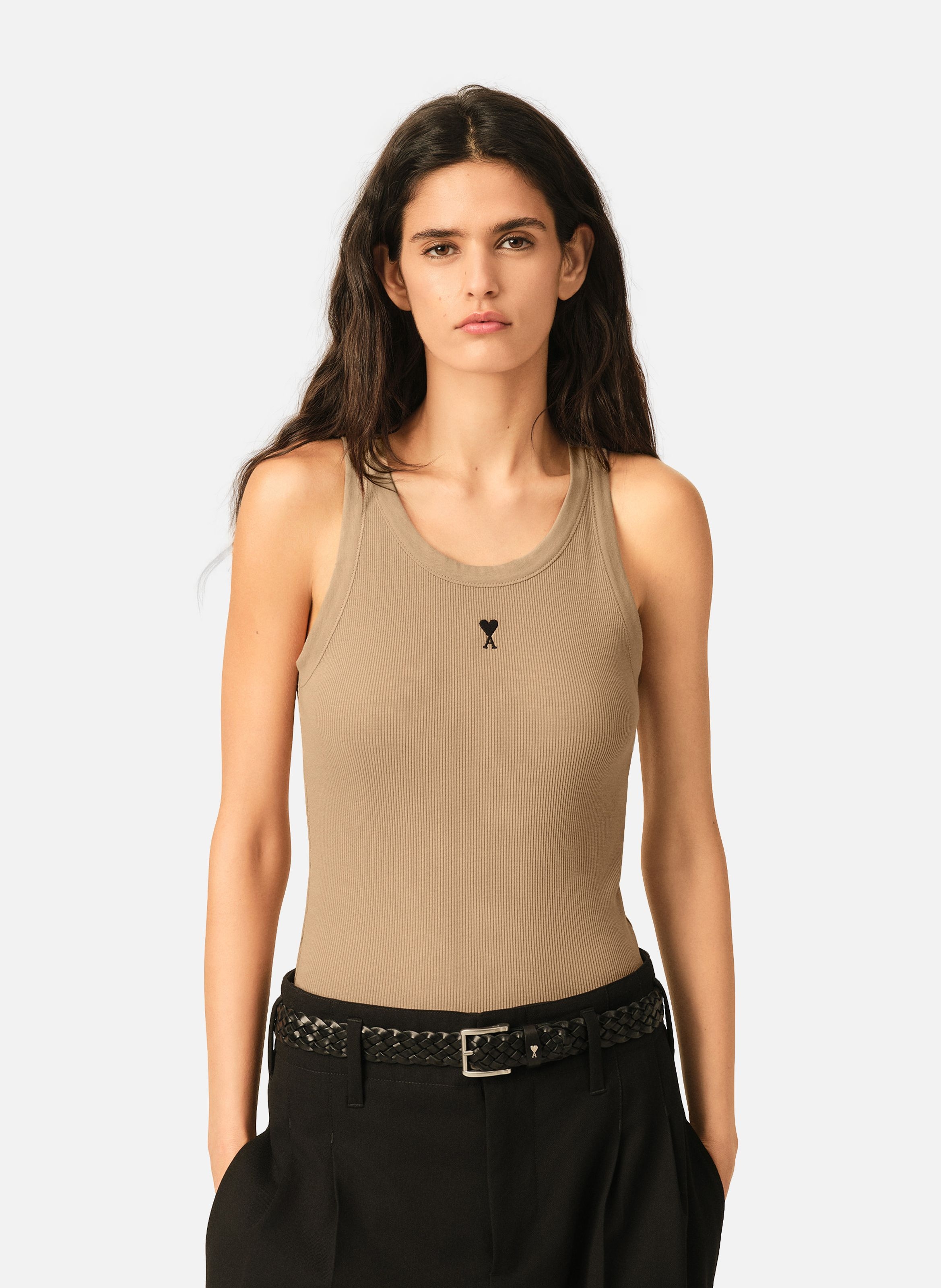 Debardeur ami de coeur en coton AMI PARIS Beige