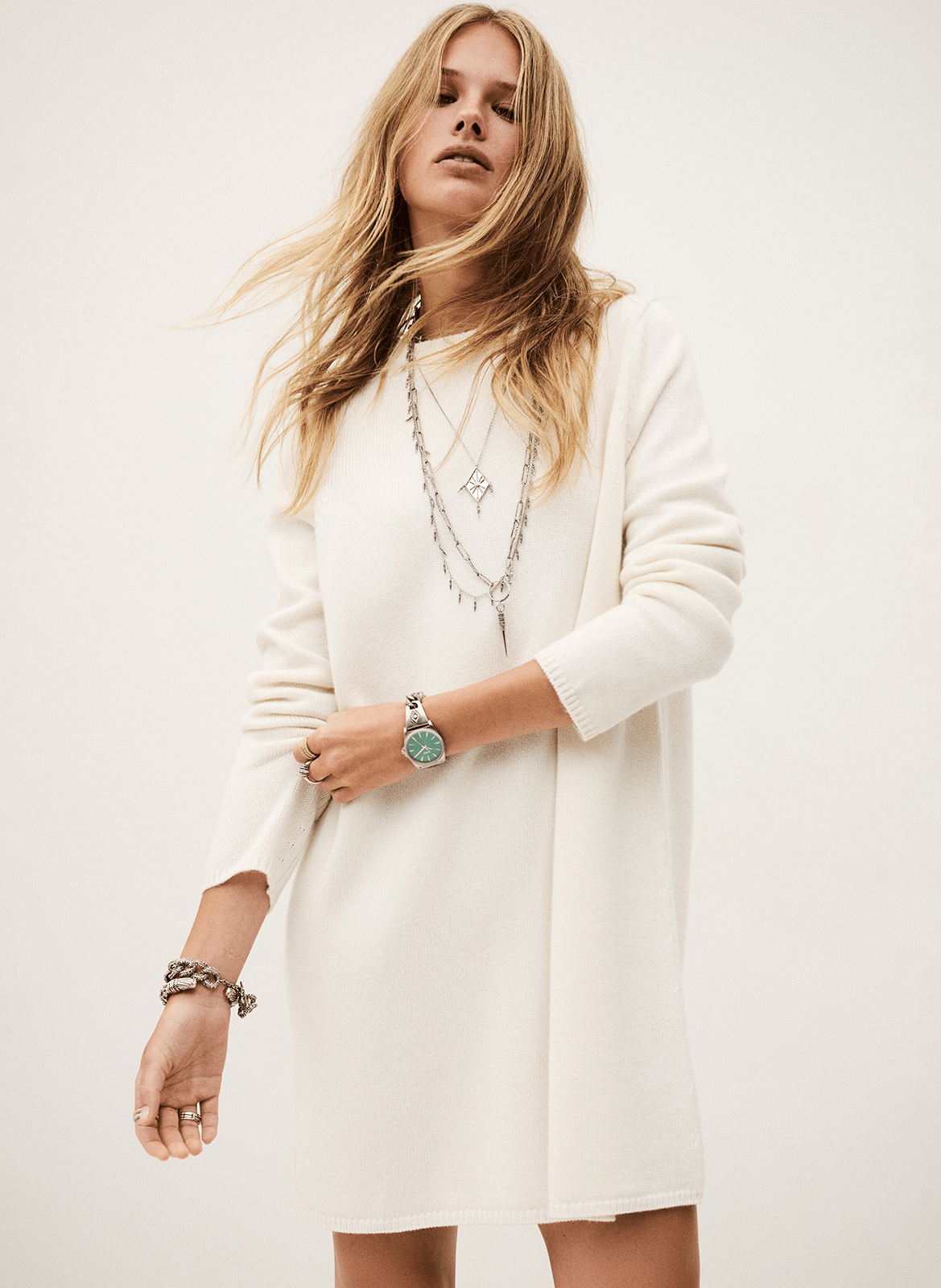 Korte jurk van gemengde wol tess BA&SH Beige
