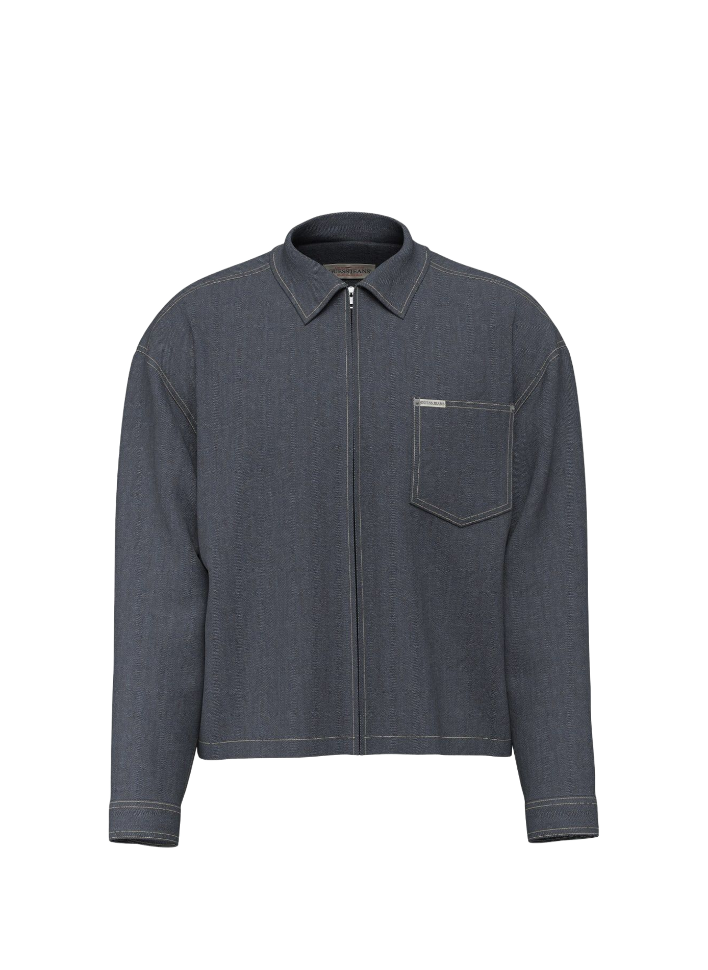 Straight denim jacket with classic collar in cotton GUESS Blue