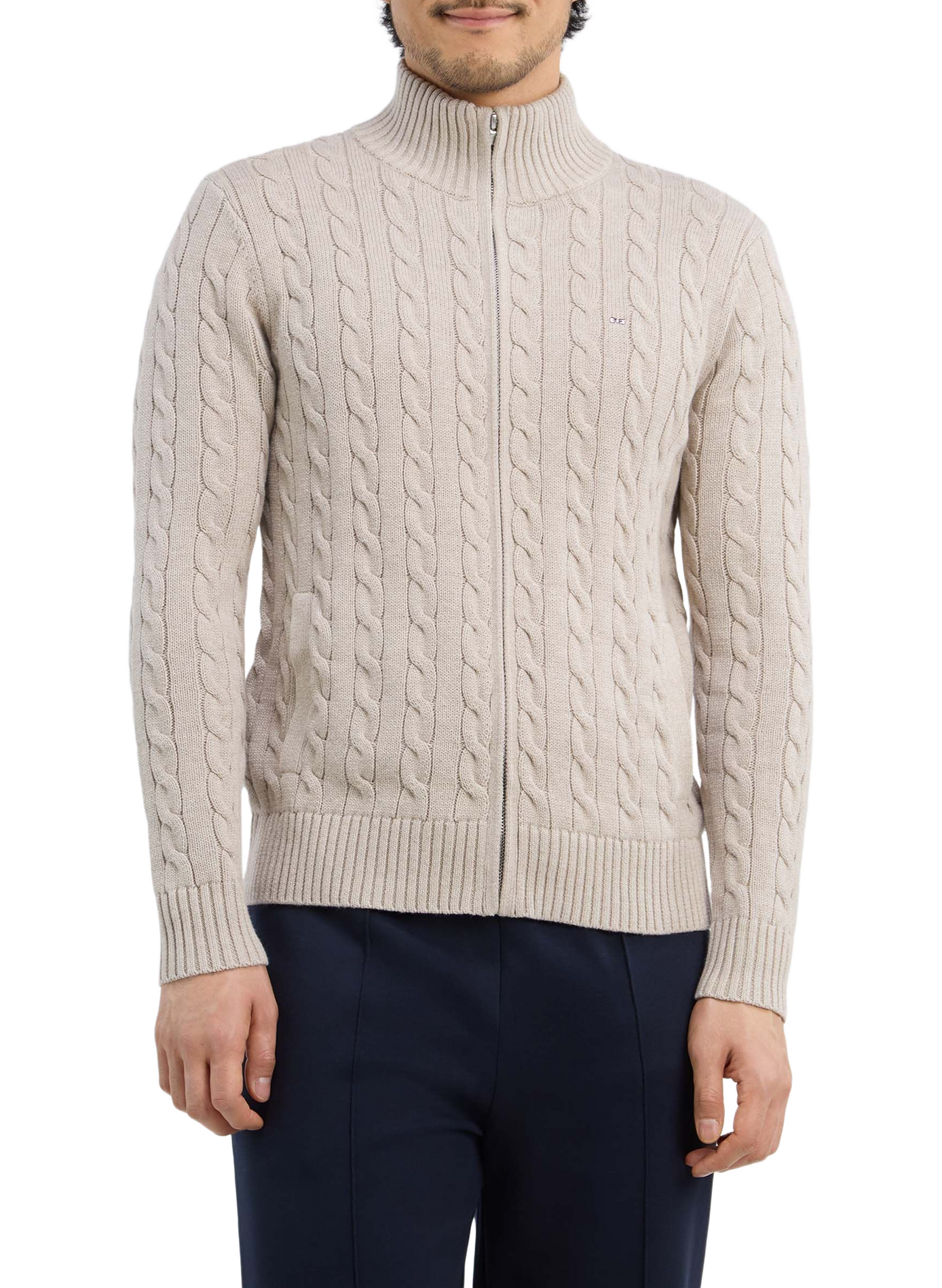 Cardigan à mailles torsadées en coton EDEN PARK Beige
