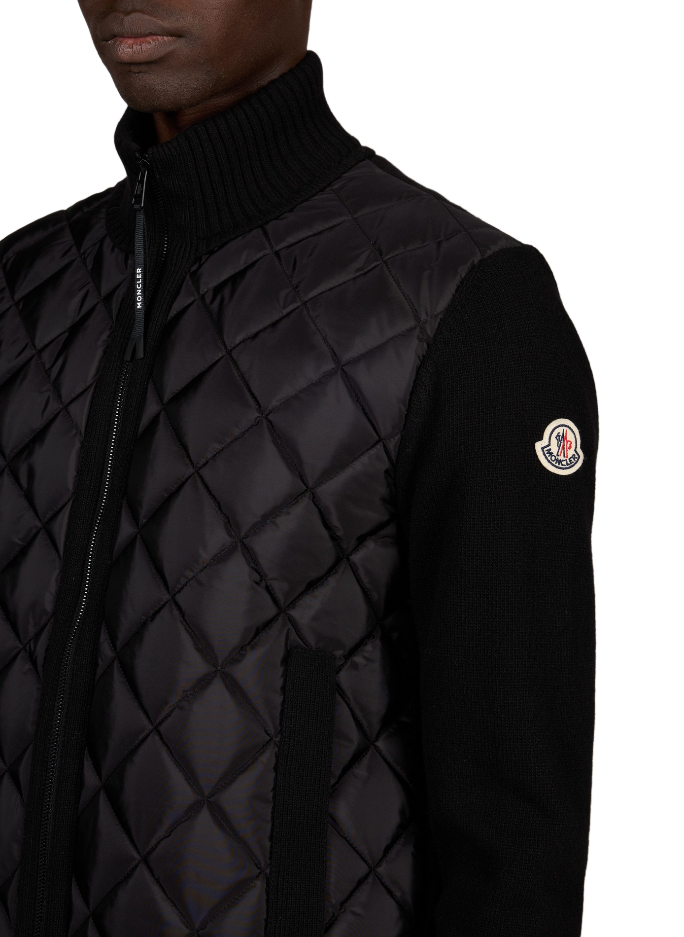 Gerader CARDIGAN aus Woll- und Kaschmir-Mischgewebe in Materialmix MONCLER Schwarz