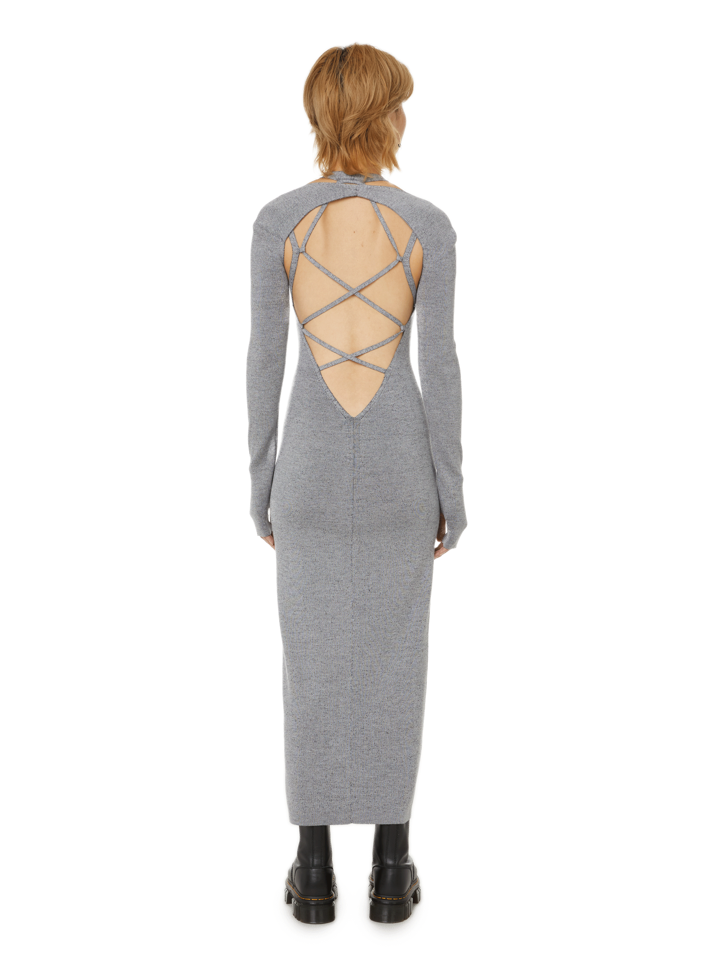 Robe côtelée en laine mérinos mélangée DION LEE Gris