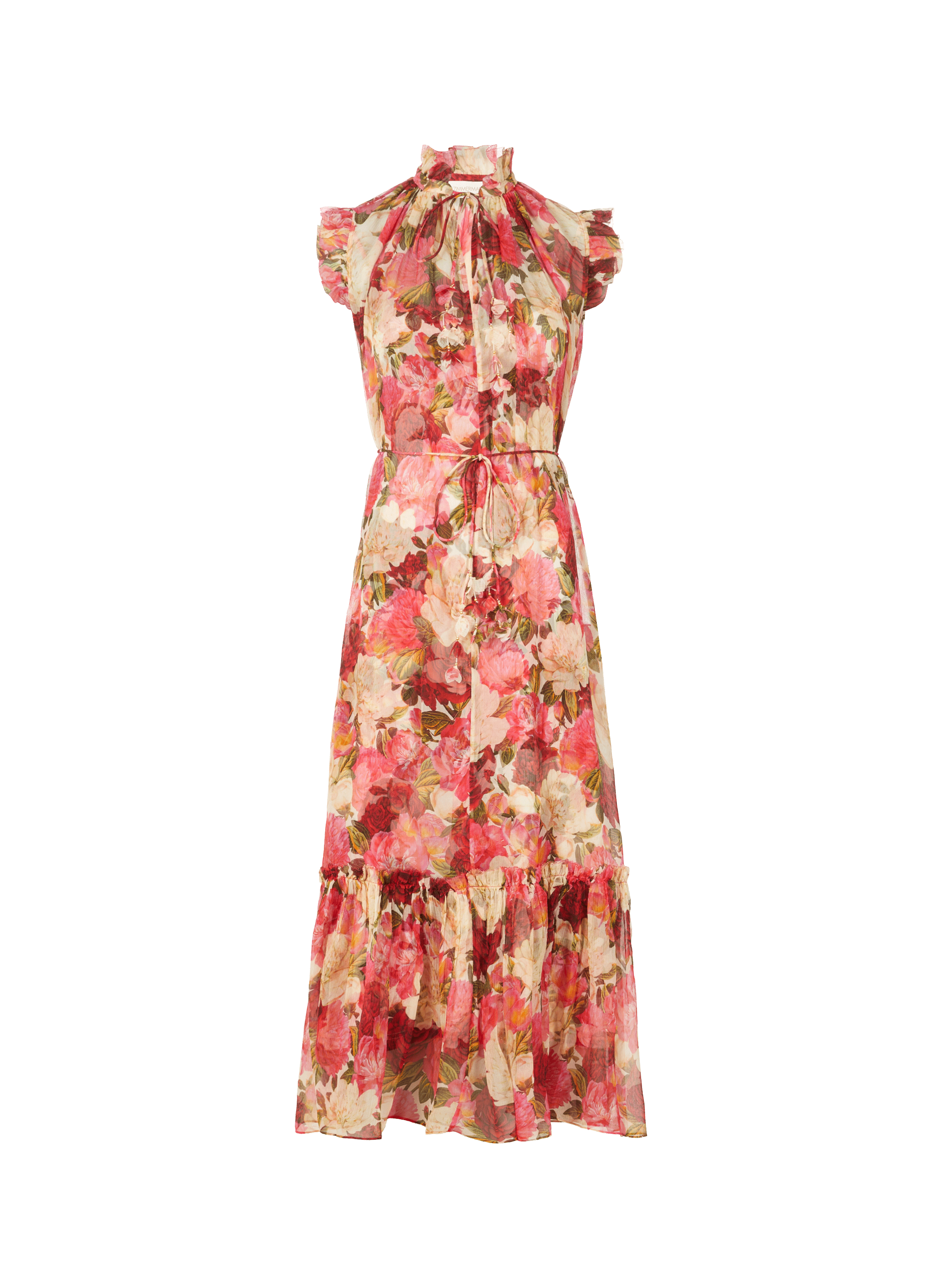 Robe midi à fleurs en soie