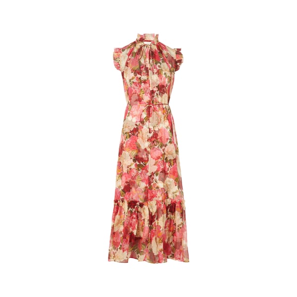 Robe midi à fleurs en soie