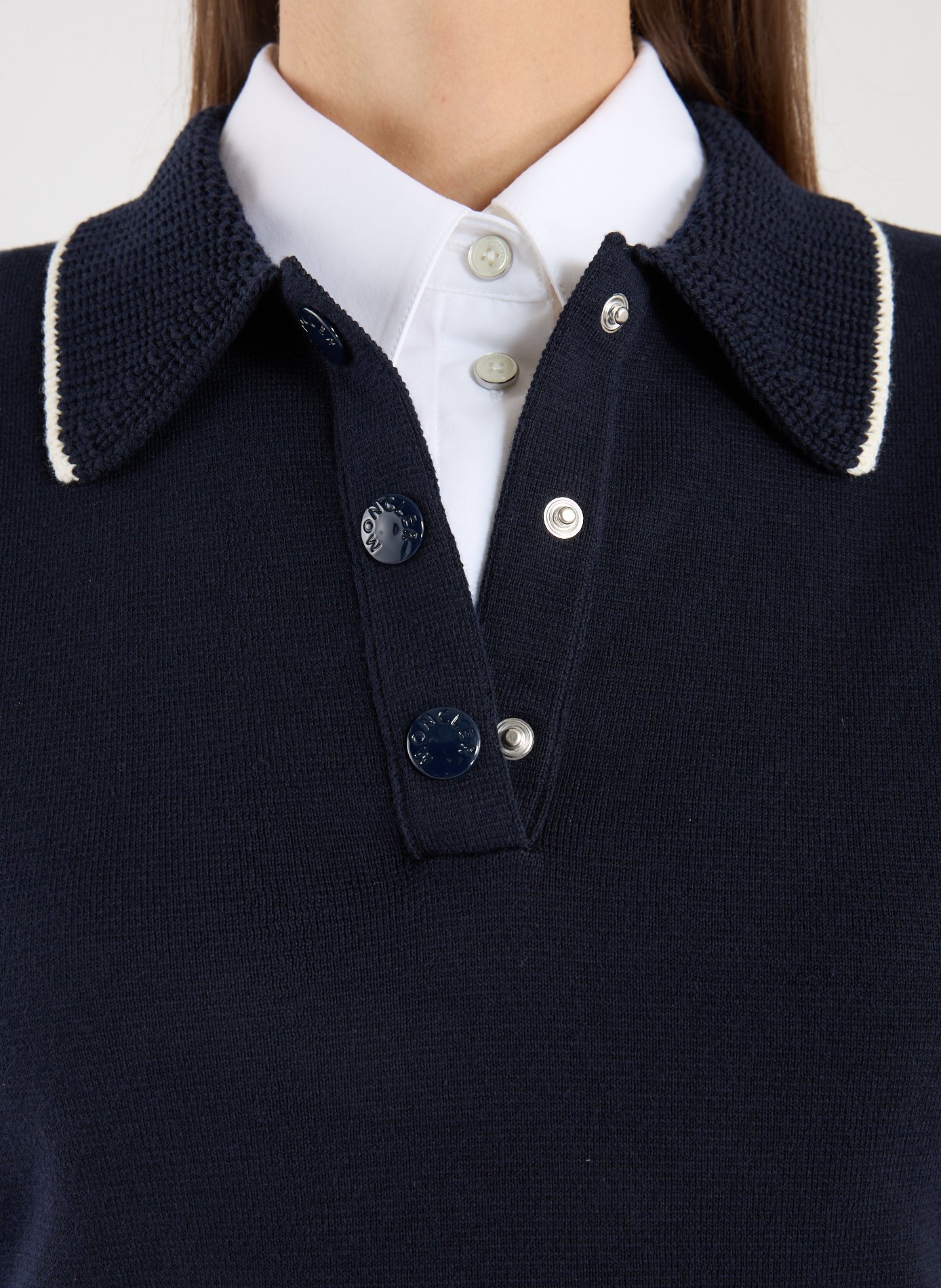 Cotton knit polo shirt MONCLER Blue