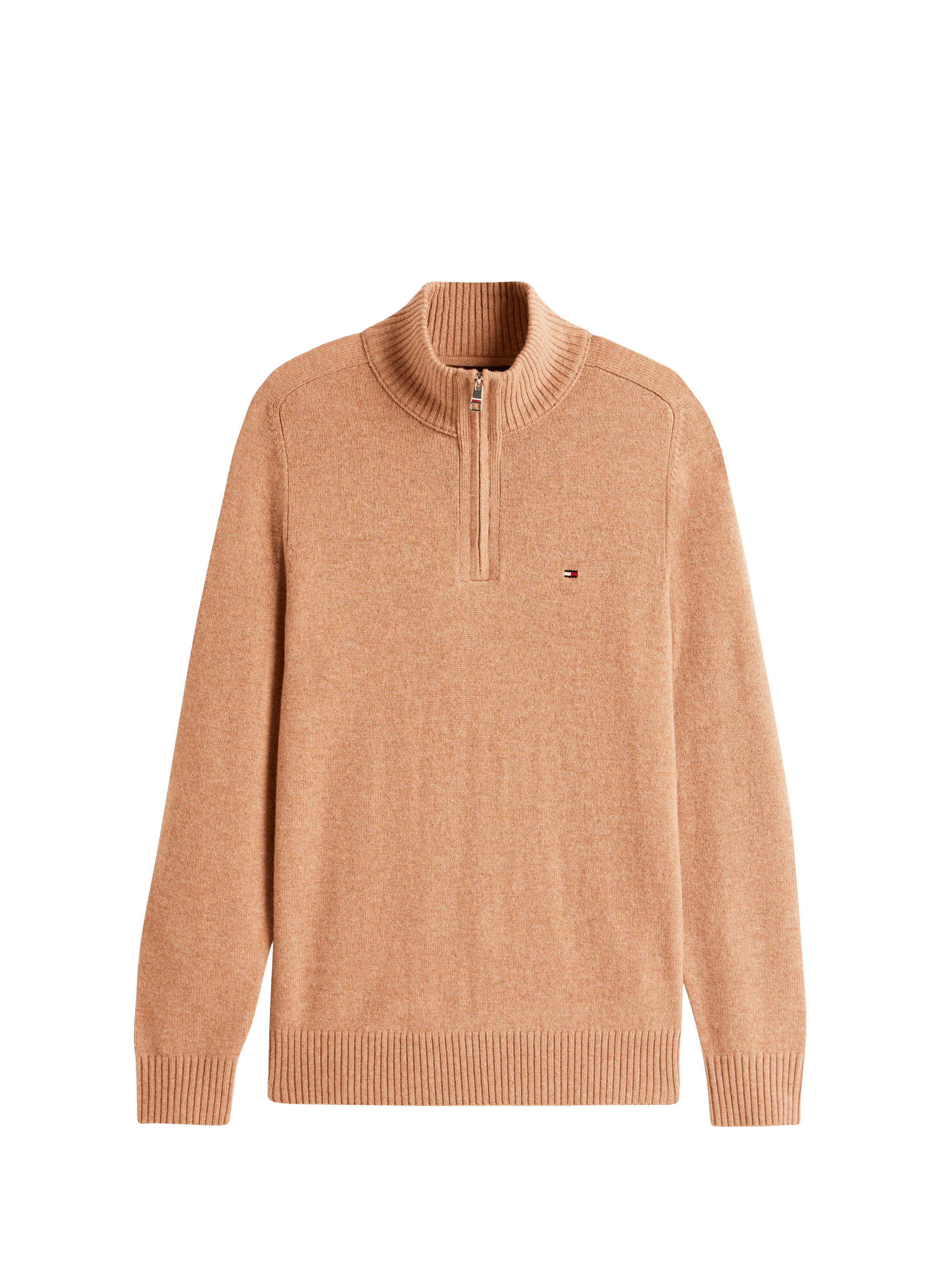 Wool zip-neck jumper TOMMY HILFIGER Beige