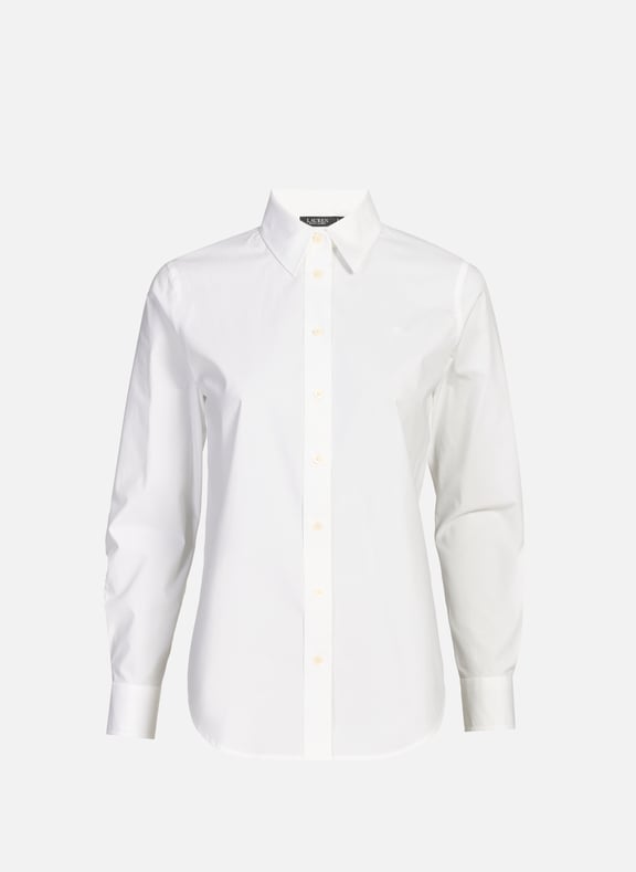Plain cotton-blend shirt White by LAUREN LAUREN Plain cotton-blend shirt White