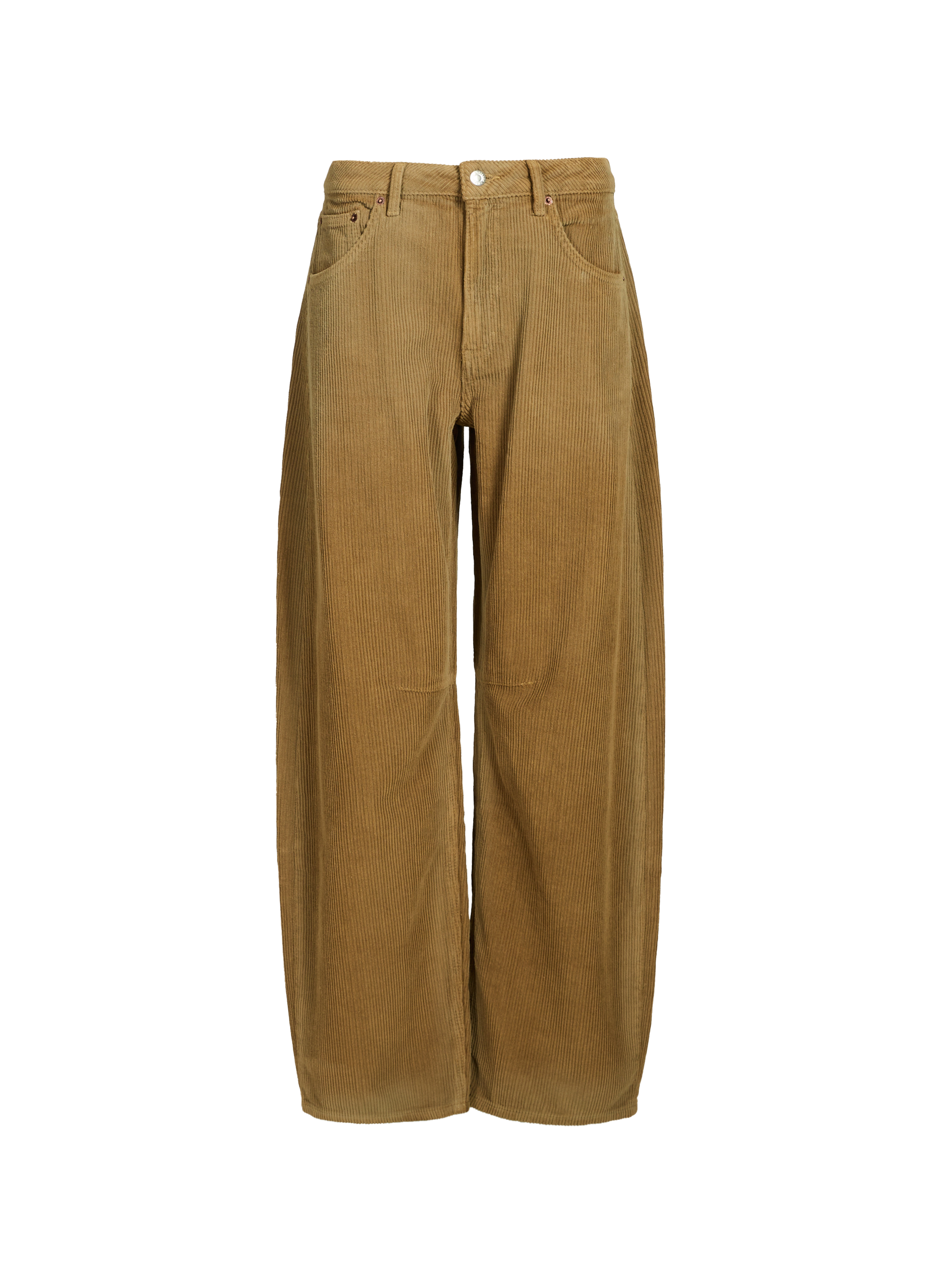 Jean velours côtelé large en coton TOPSHOP Marron