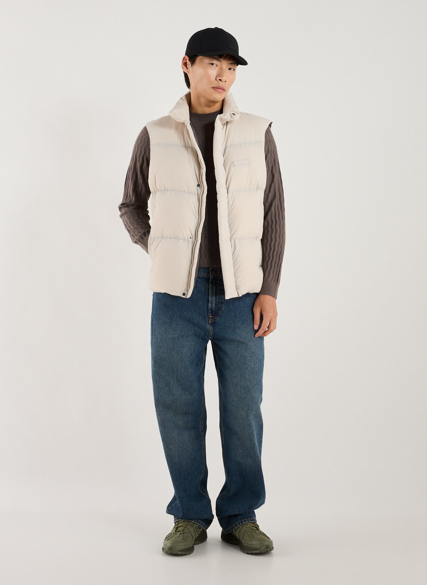 Quilted sleeveless puffer jacket with high neck ARMANI EXCHANGE Brown