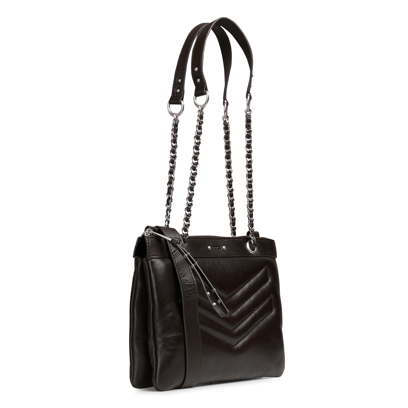 Sac pochette en cuir 1440 reporter IKKS Marron