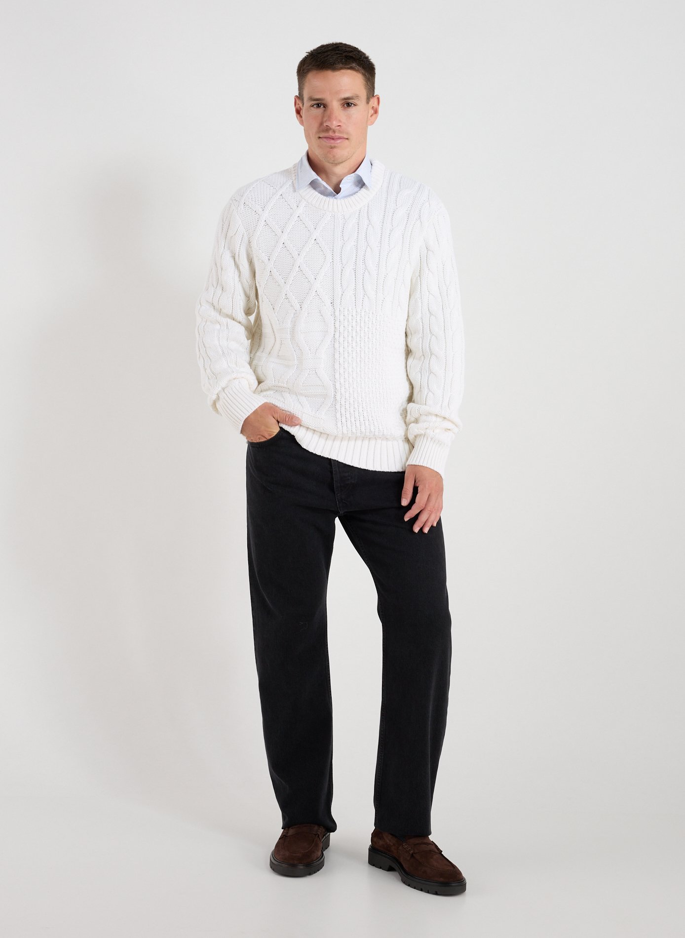 Round neck wool and cotton sweater EDEN PARK Beige