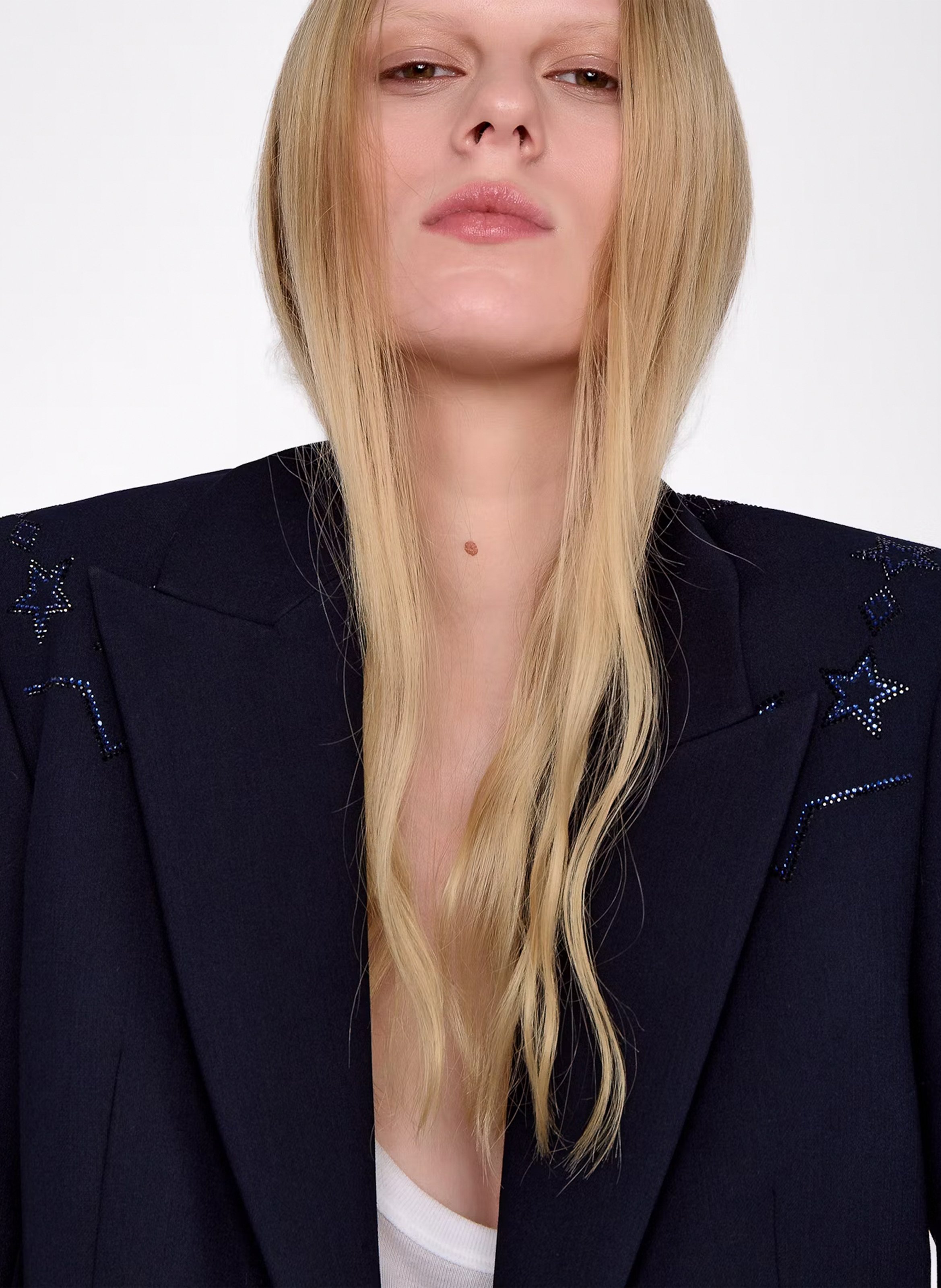 Veste tailleur droite à strass vavy ZADIG&VOLTAIRE Bleu