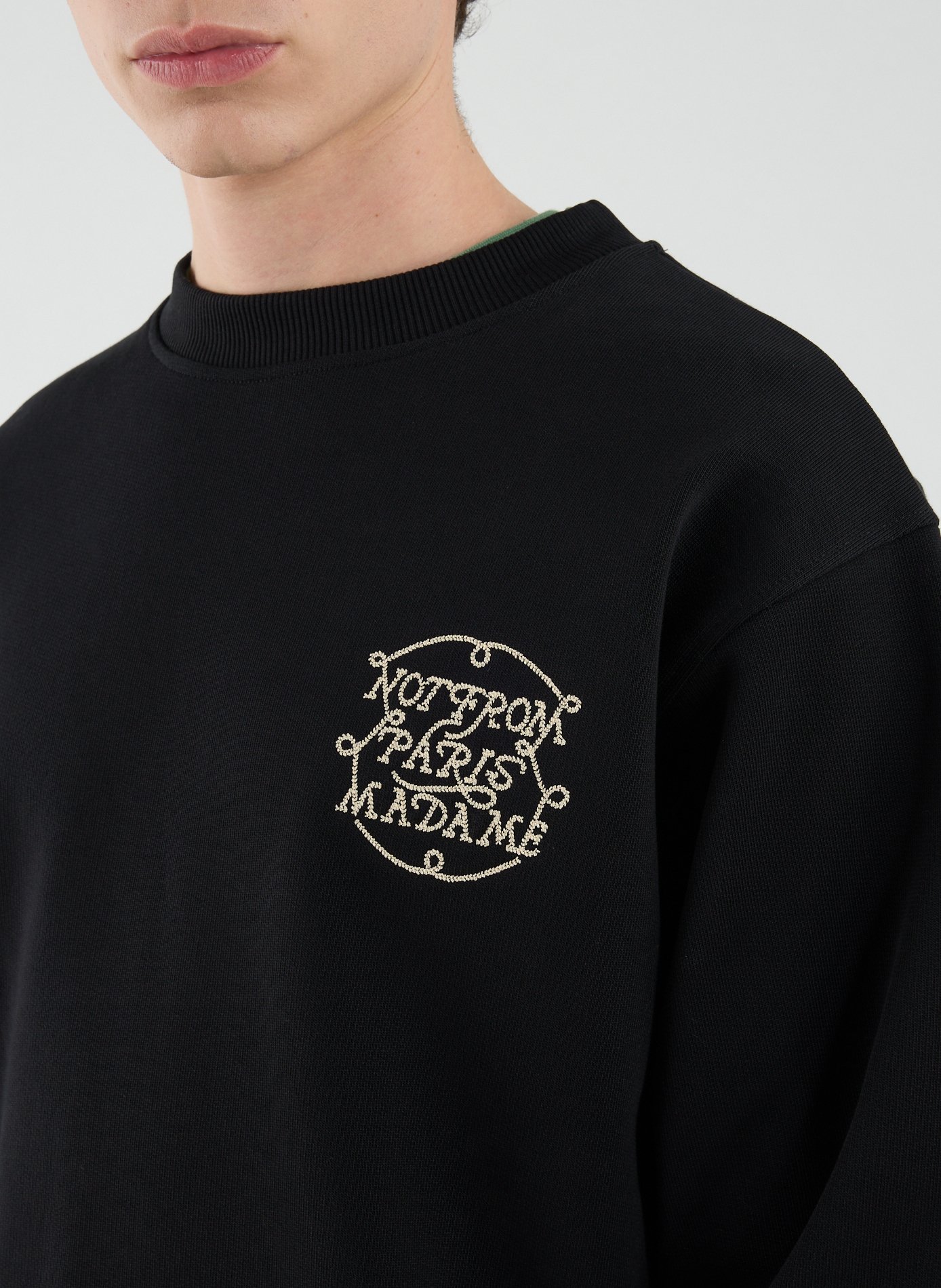 Pull ample brodé en coton DROLE DE MONSIEUR Noir