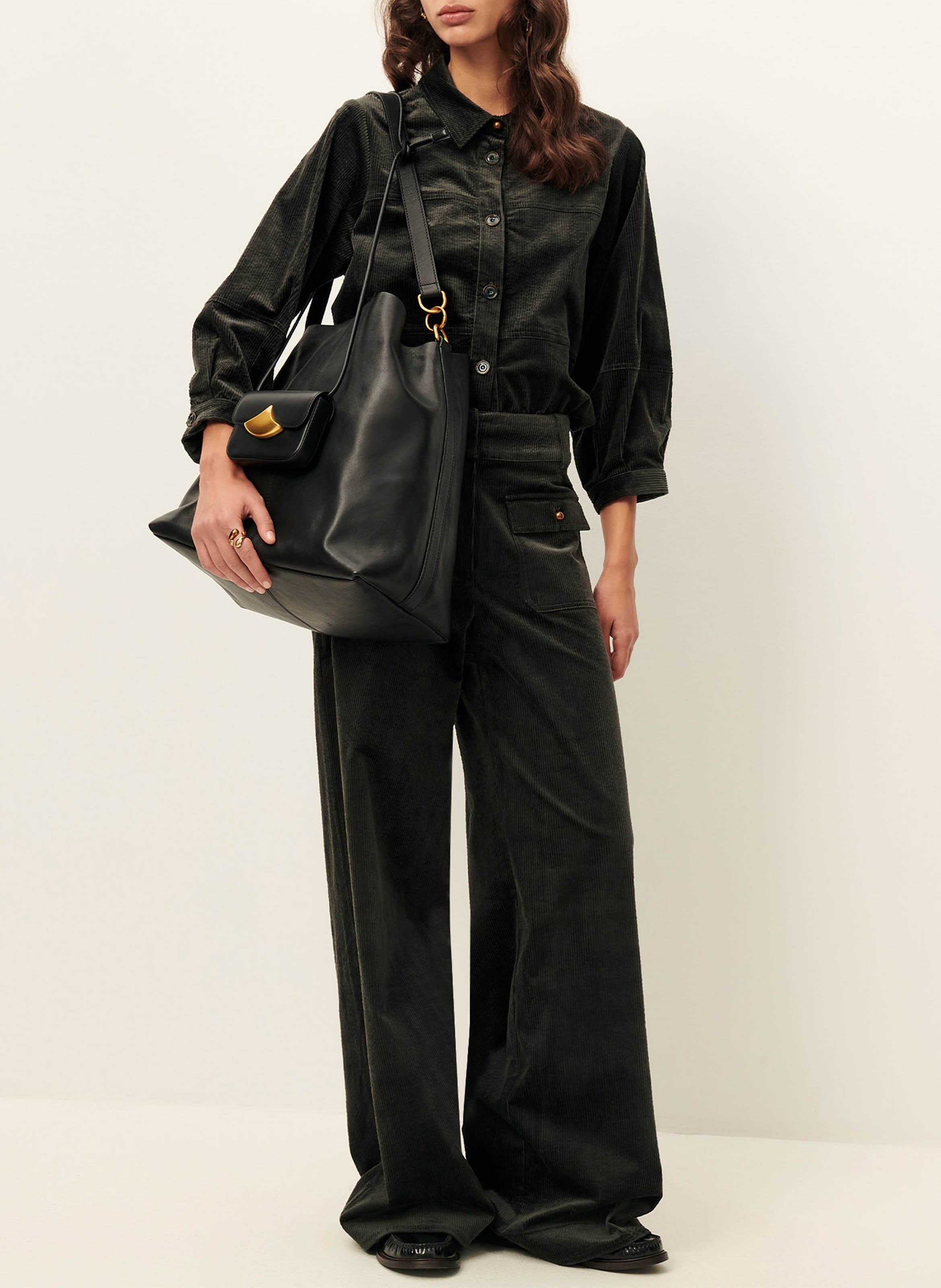 Pantalon évasé en velours côtelé manhastreet SESSUN Bleu