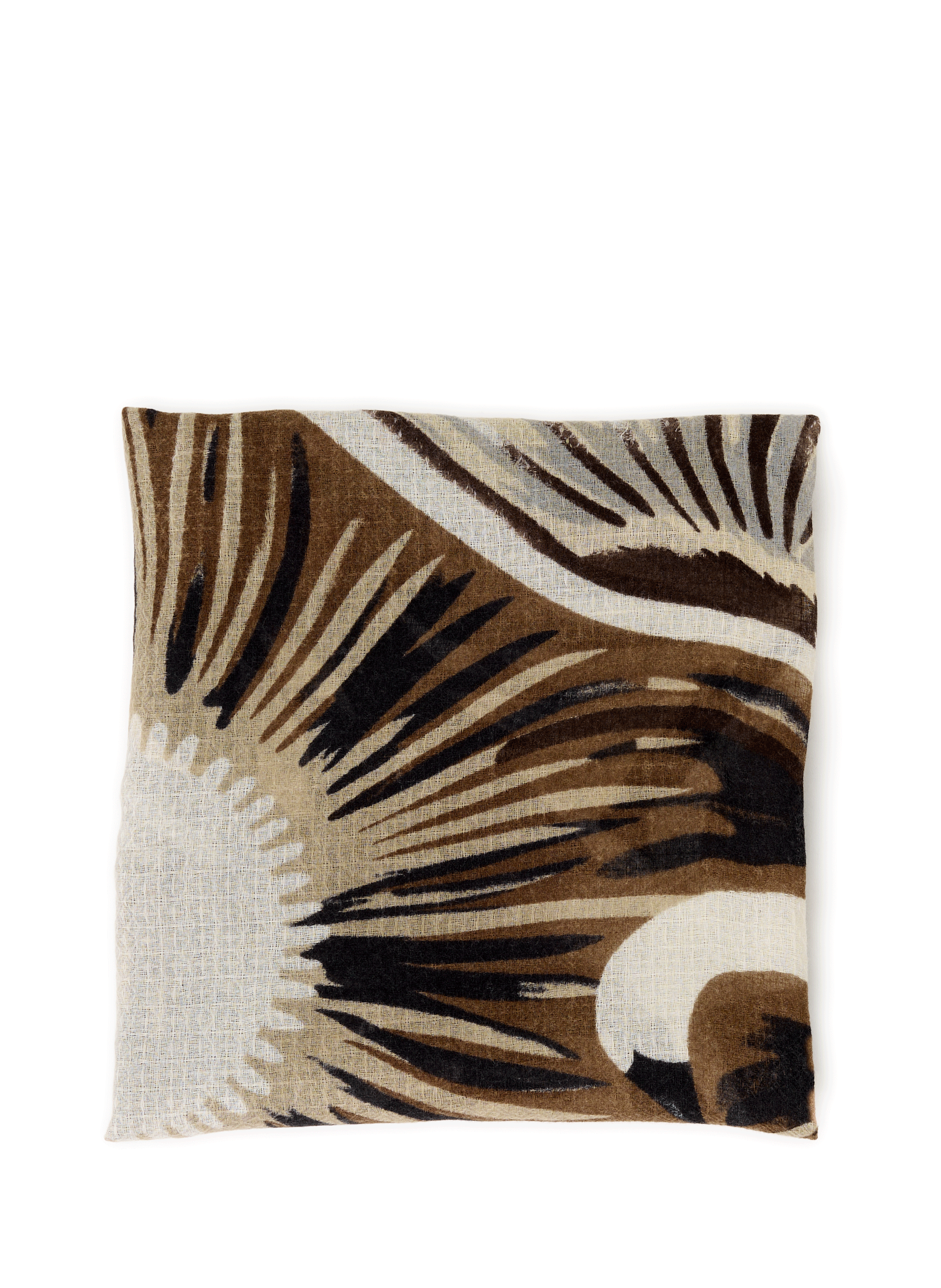 PETRUSSE Foulard imprimé floral en laine et soie Noir