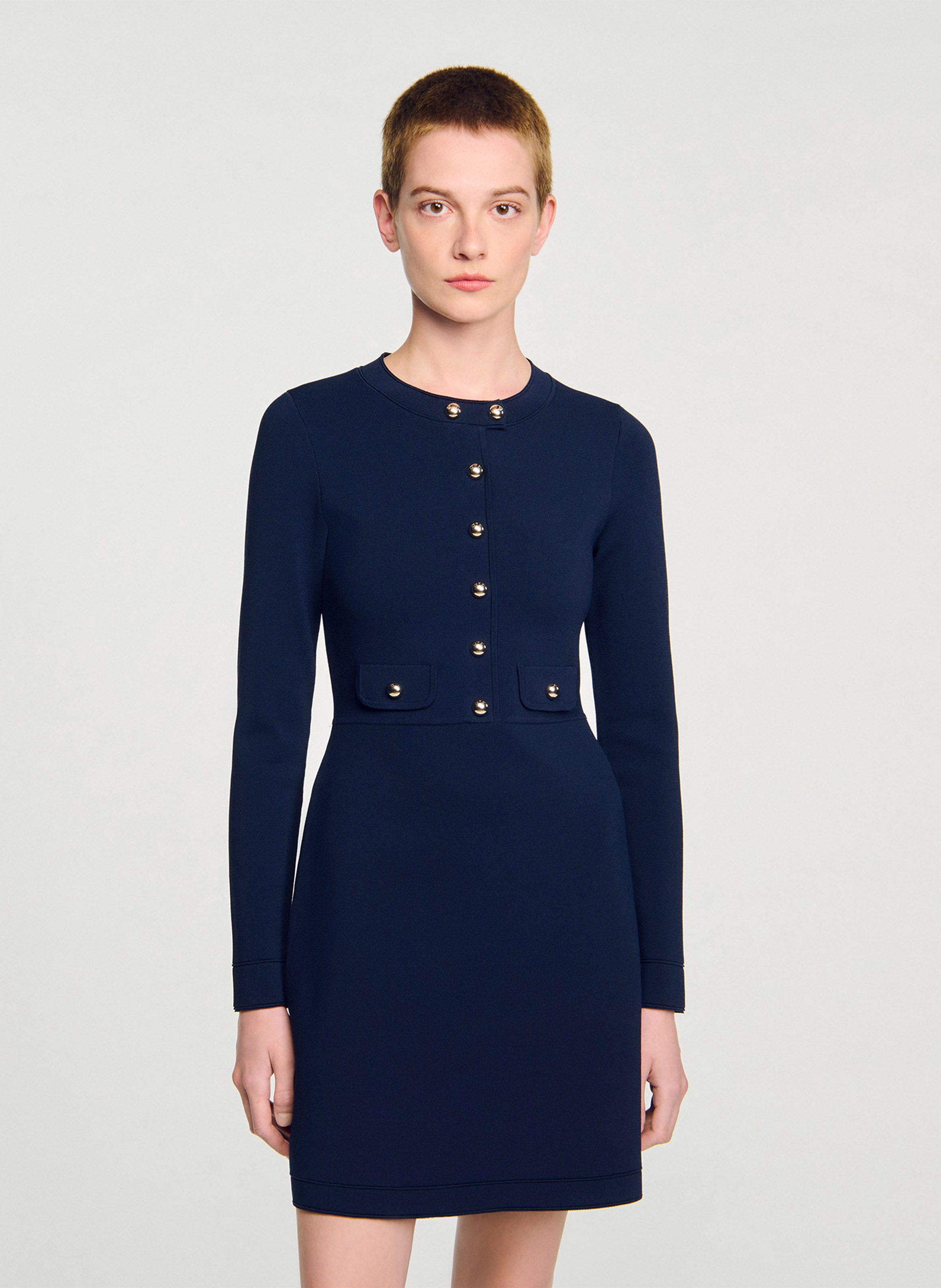 Robe droite col rond SANDRO Bleu