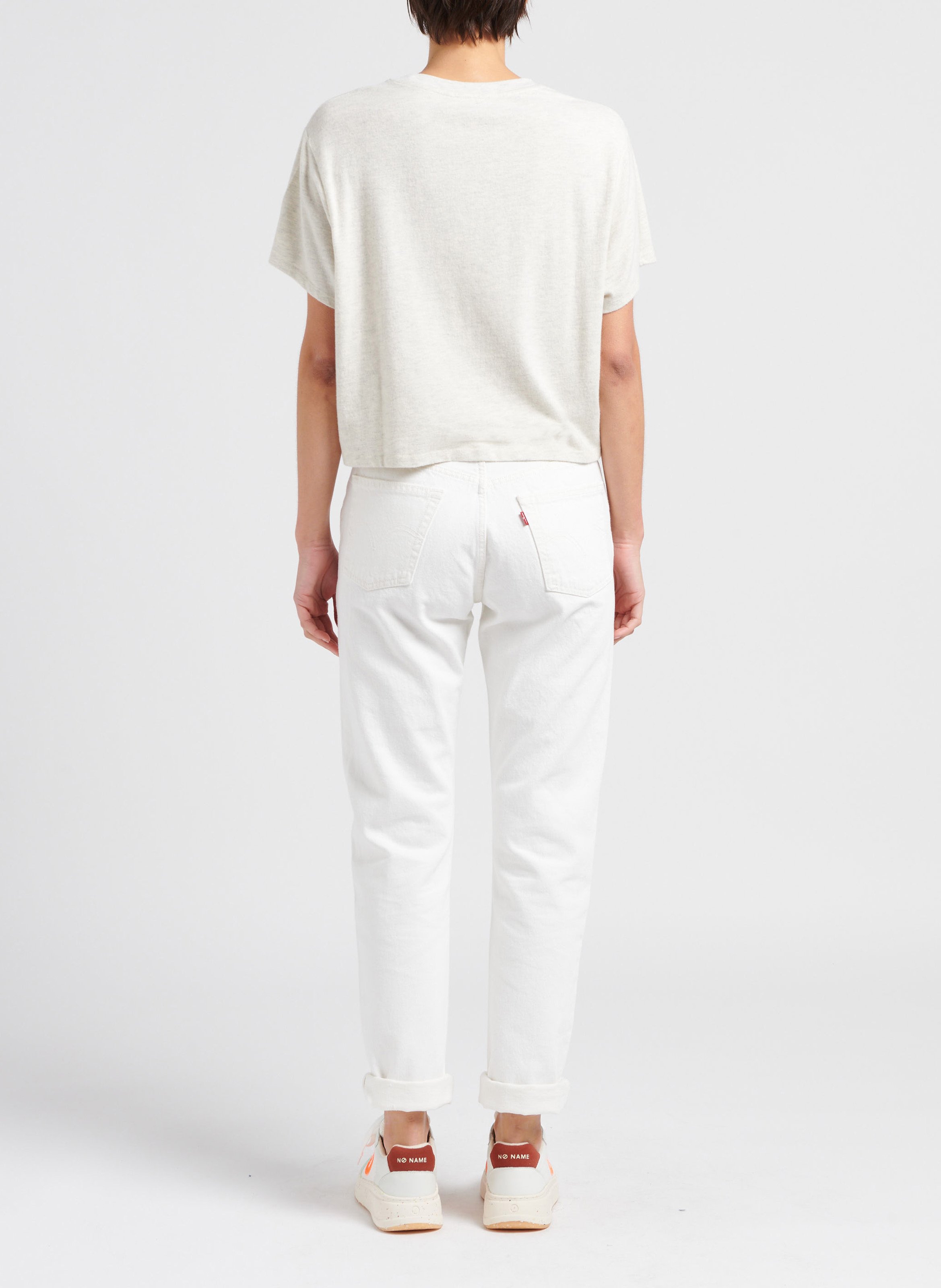 Tee shirt chiné col rond en coton mélangé ypawood Gris