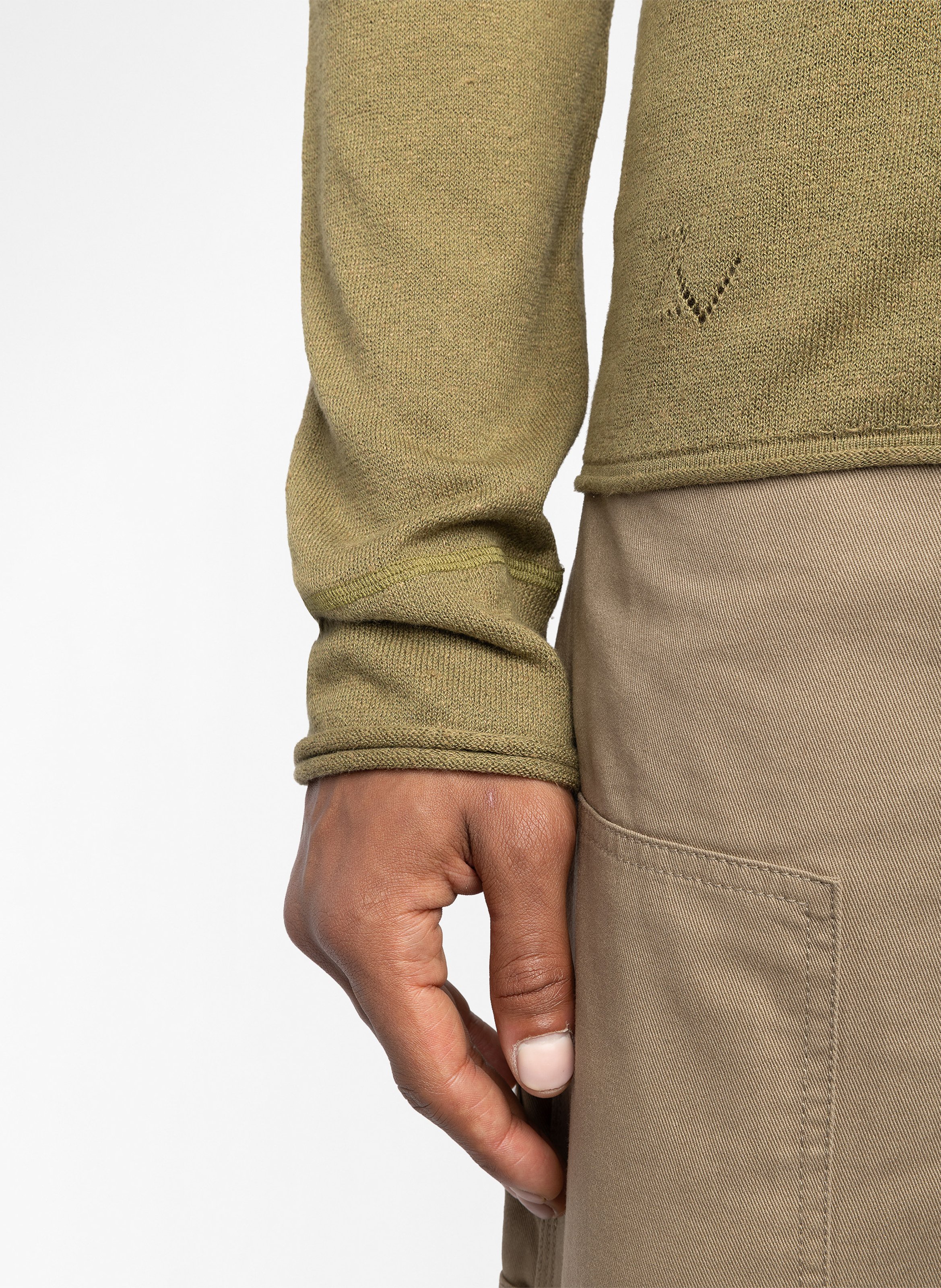 Pull droit col rond en lin et coton mélangé veiss ZADIG&VOLTAIRE Vert