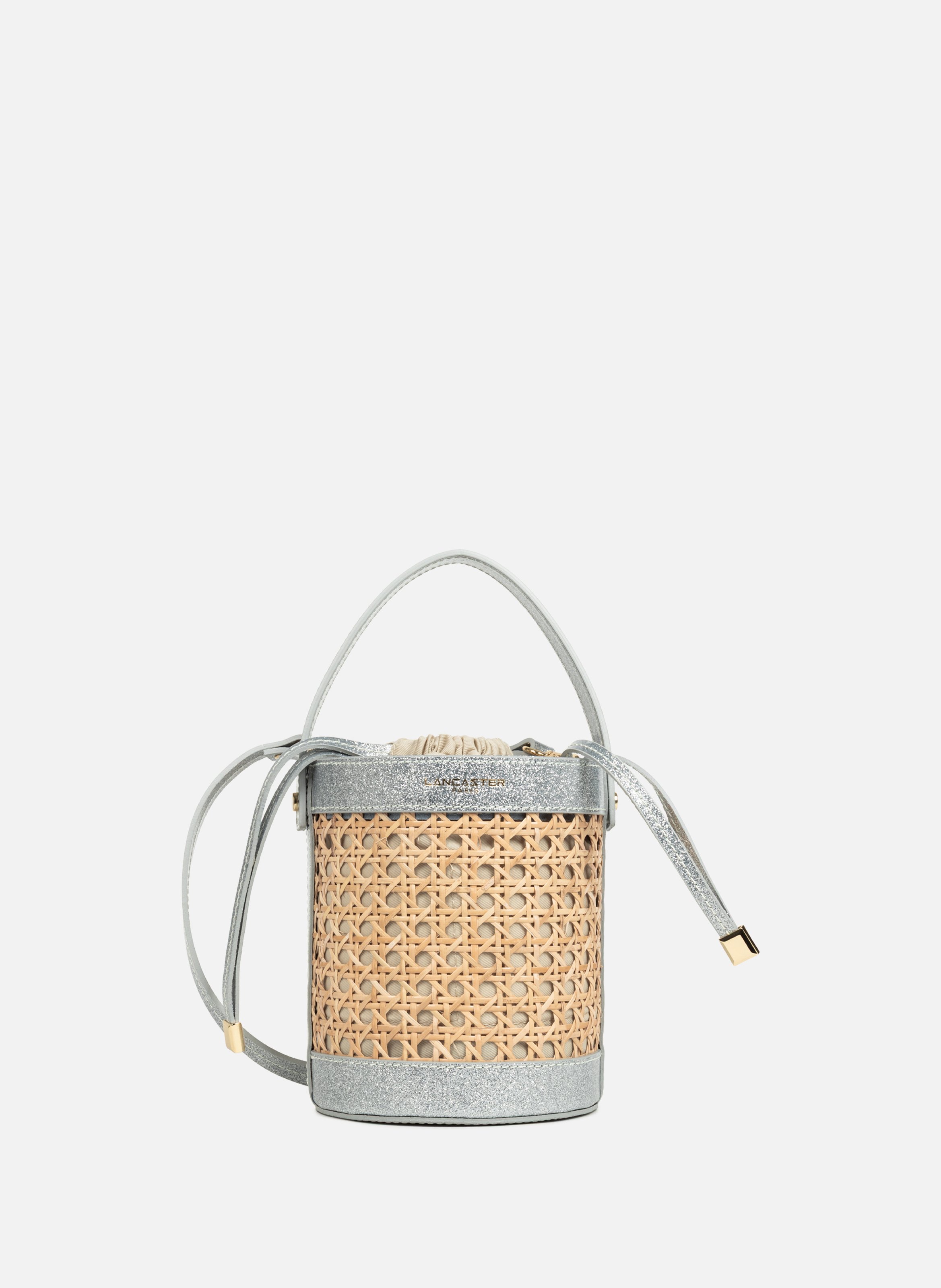Petit sac seau - cannage rotin LANCASTER Argent