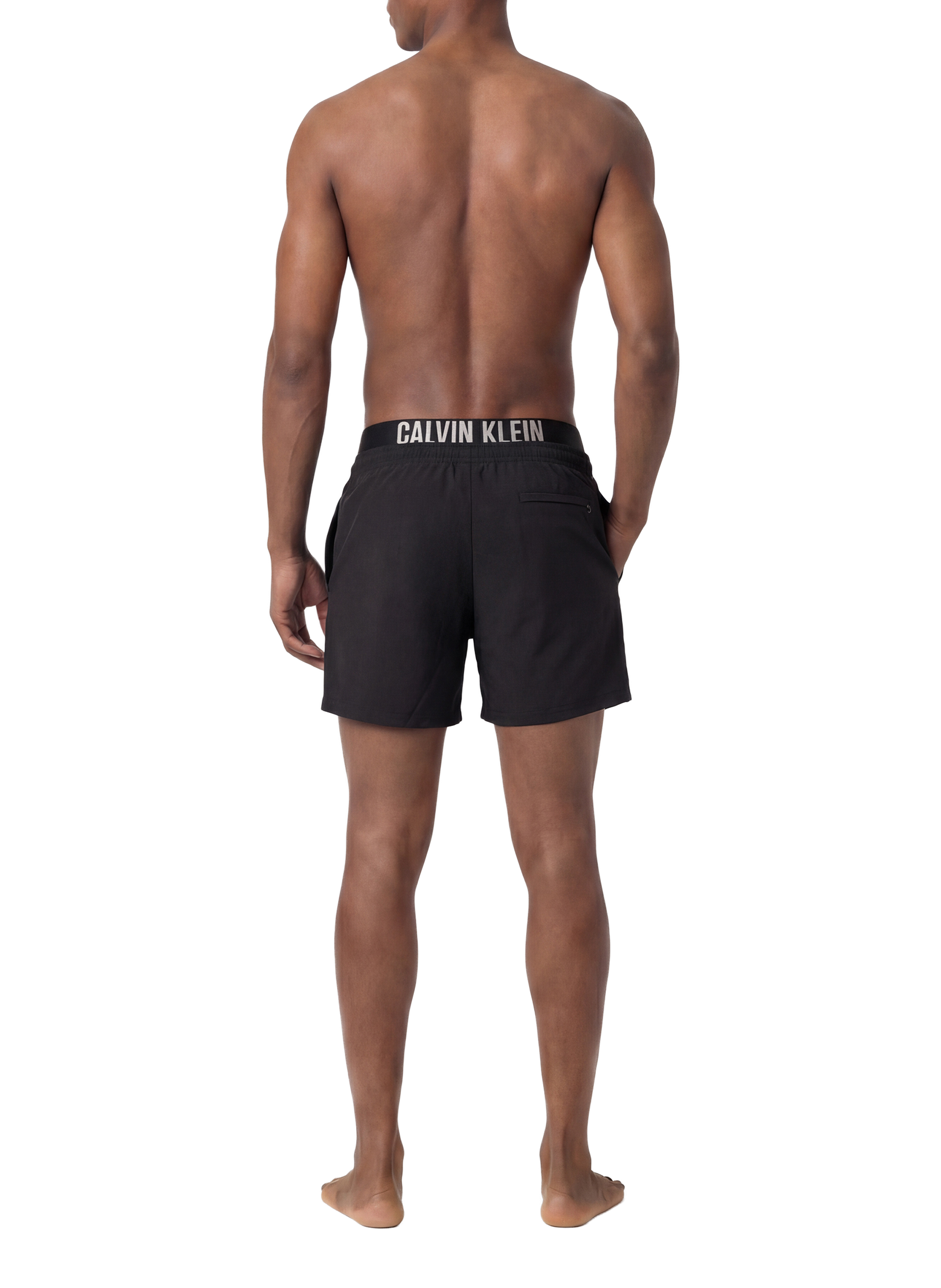 Short de bain uni à logo CALVIN KLEIN Noir