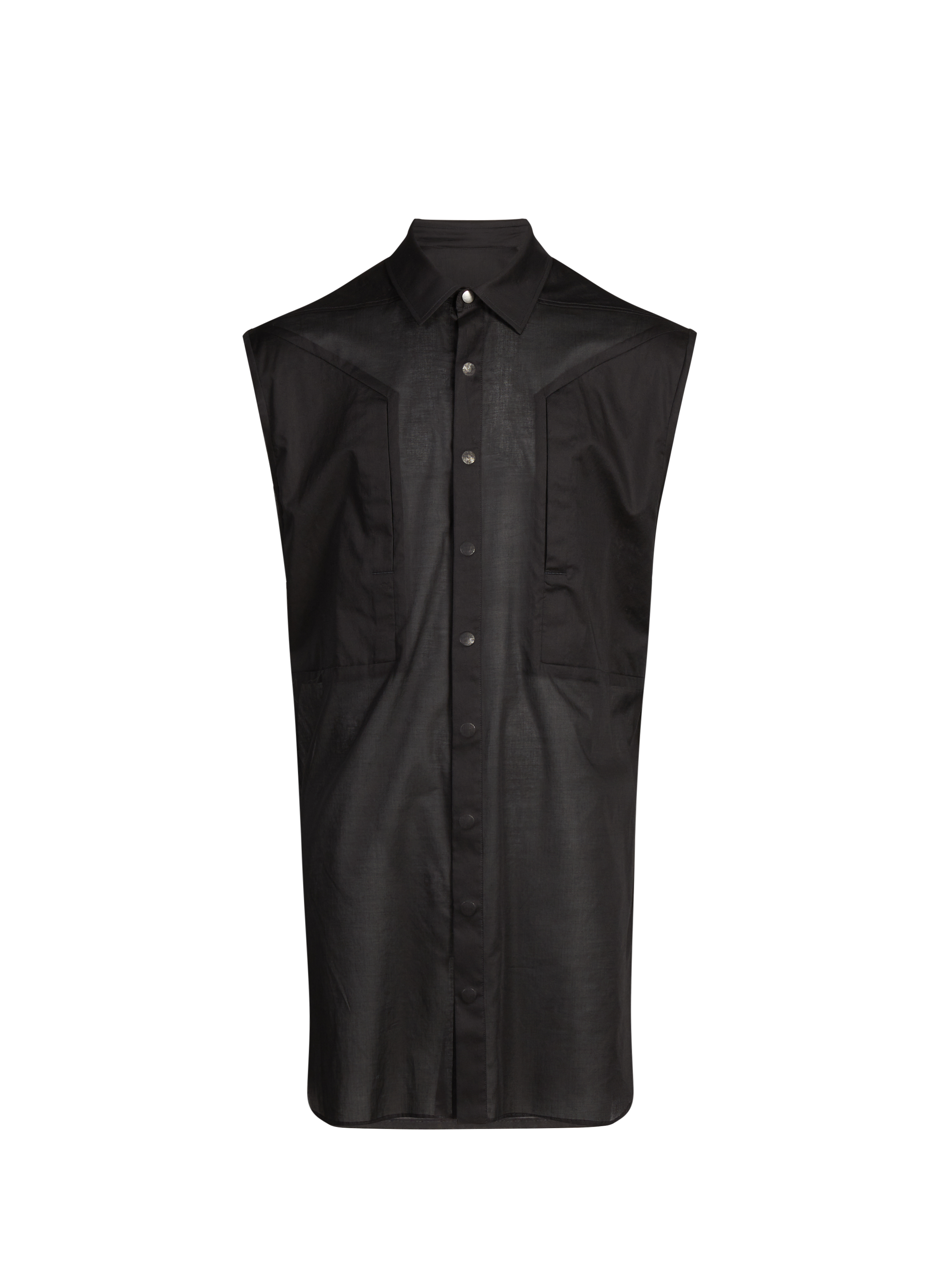 Chemise droite mi-longue en coton RICK OWENS Noir