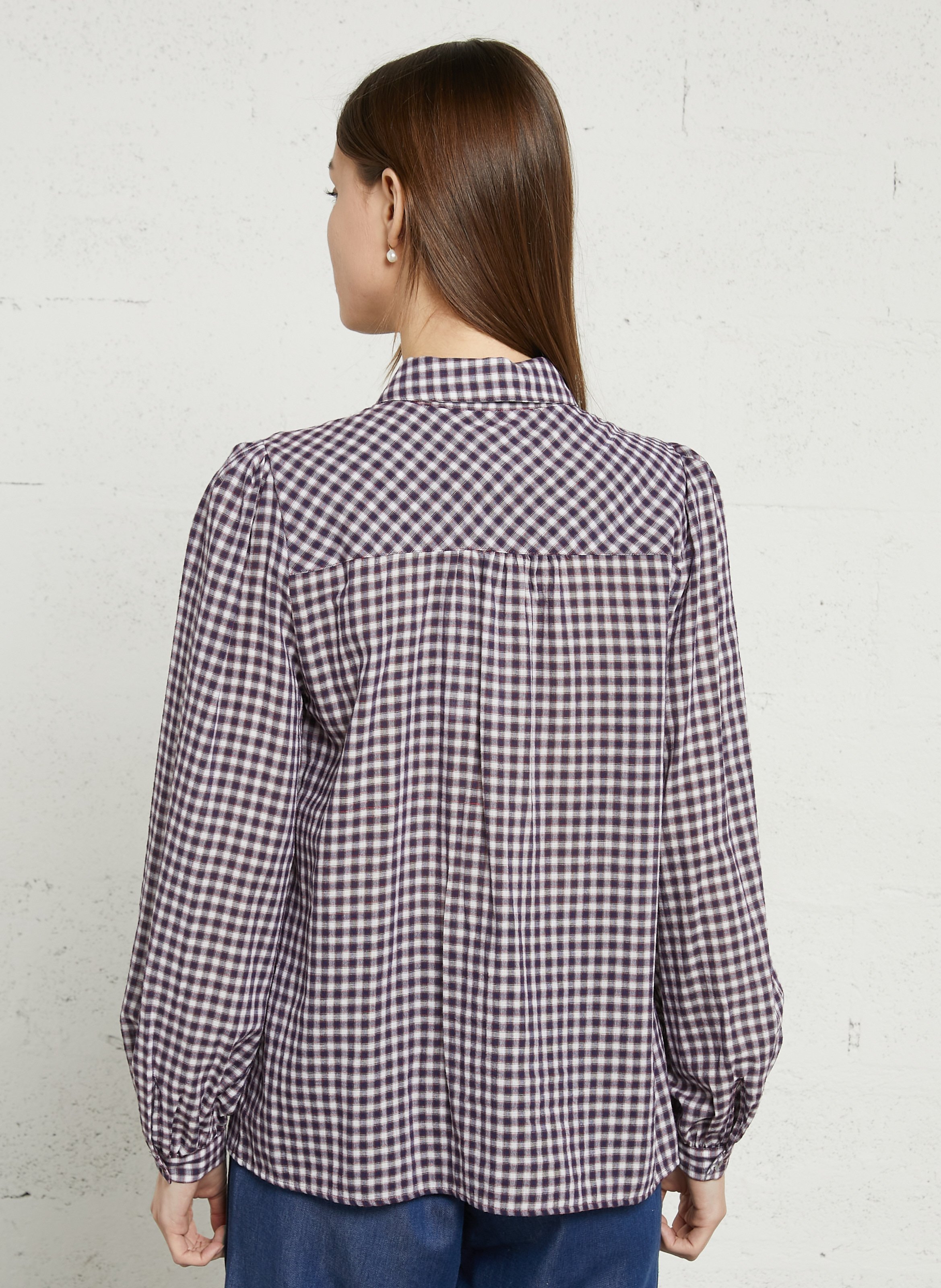 Chemise droite col classique à carreaux dan MAISON 123 Rouge