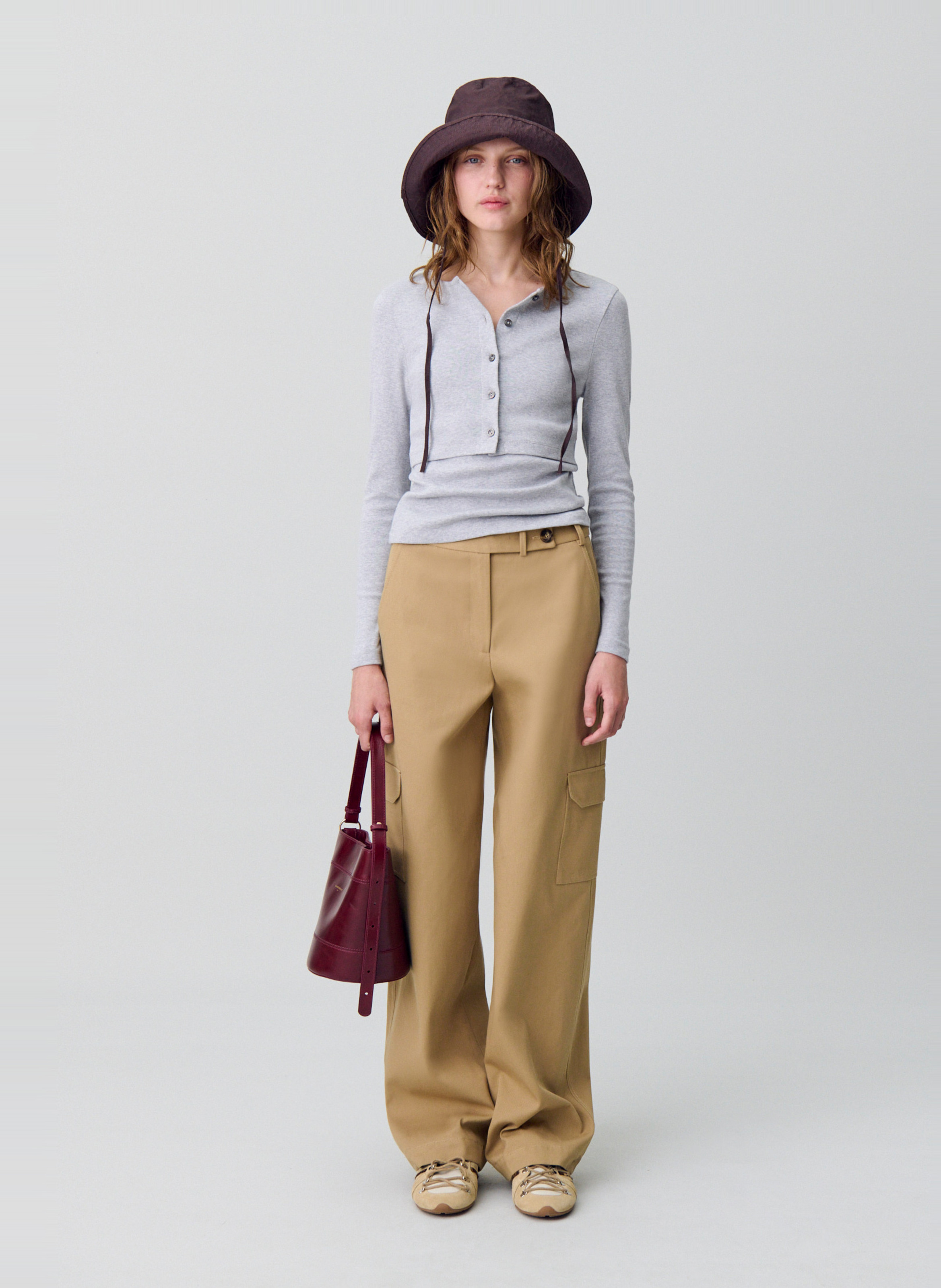 Set tee-shirt et cardigan en coton toel CLAUDIE PIERLOT Gris