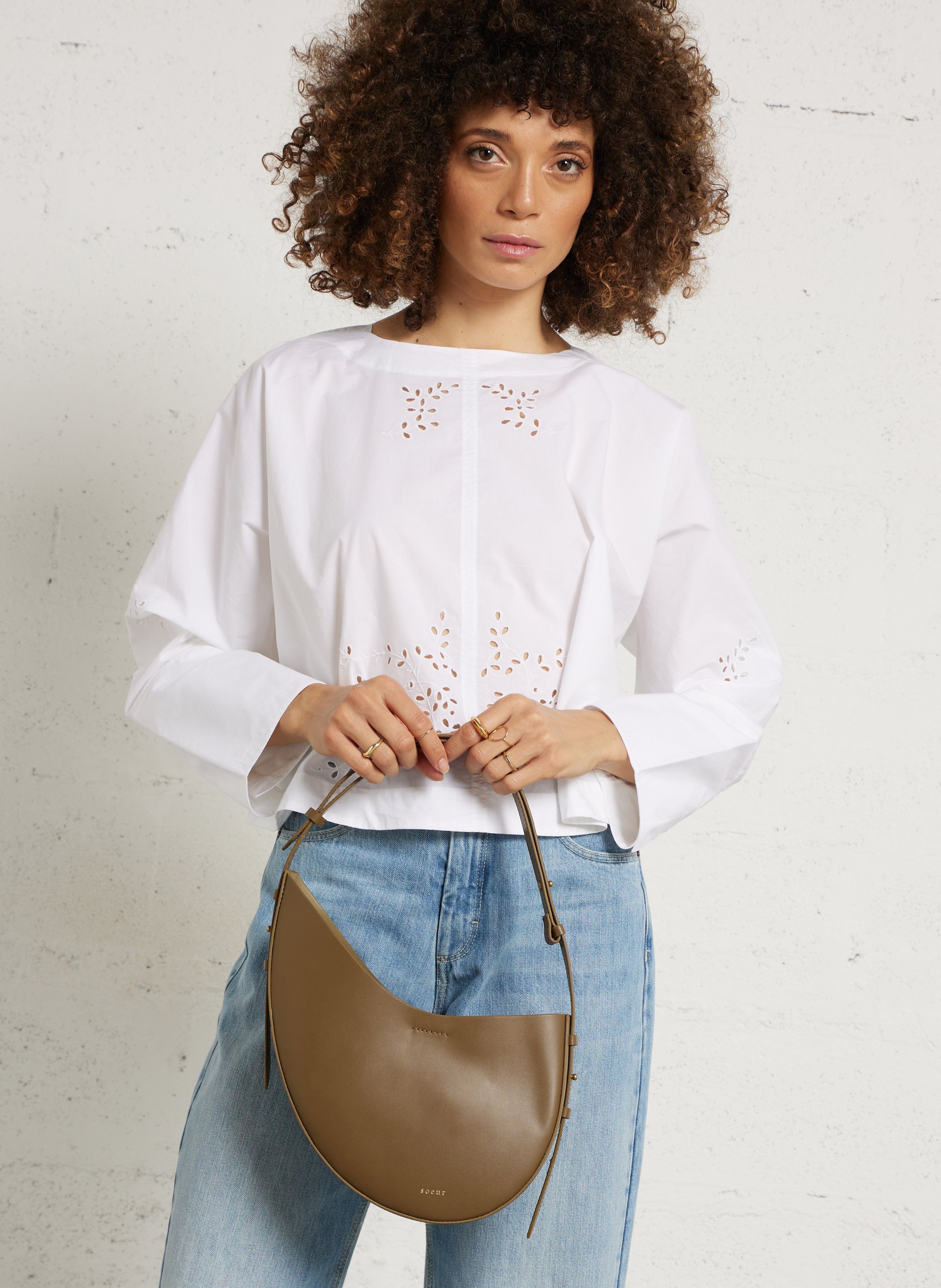 Sac porté épaule en cuir wino SOEUR Marron