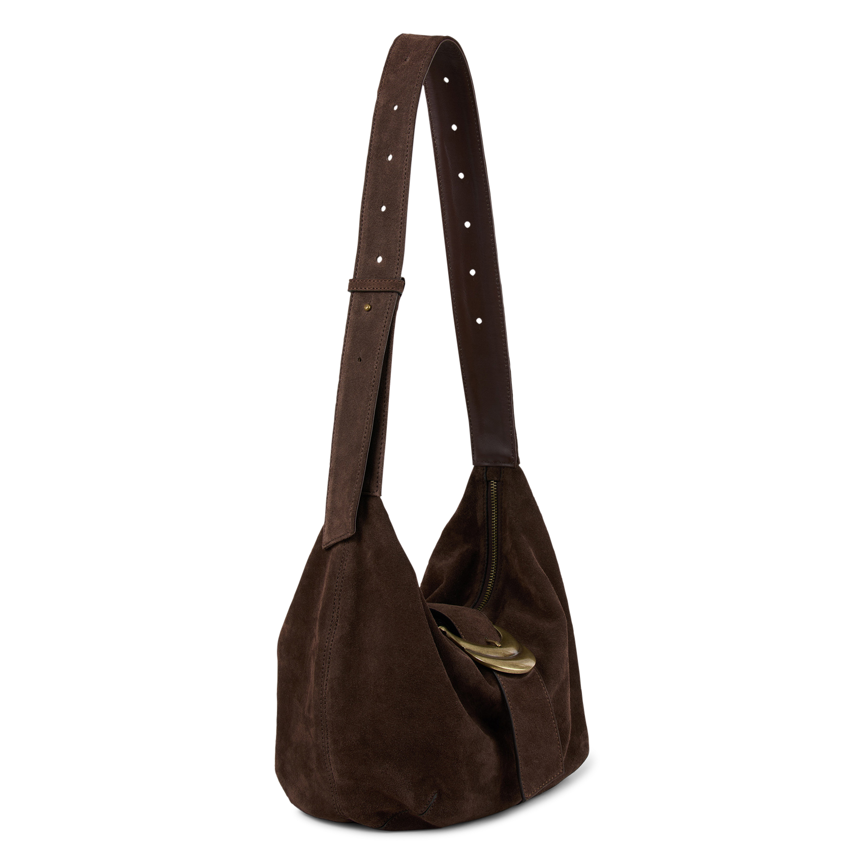 Sac hobo uni en daim youyou hobo BA&SH Marron